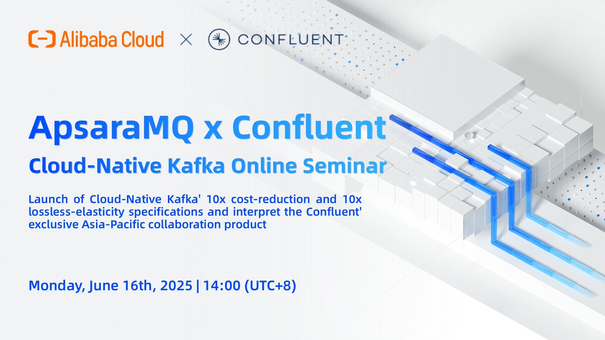 ApsaraMQ &amp; Confluent | Cloud-Native Kafka Online Seminar

The live stream starts at 14:00 on June 16th. Join us for launch of Cloud-Native Kafka' 10x cost-reduction and 10x lossless-elasticity specifications and interpret the Confluent' exclusive Asia-Pacific collaboration