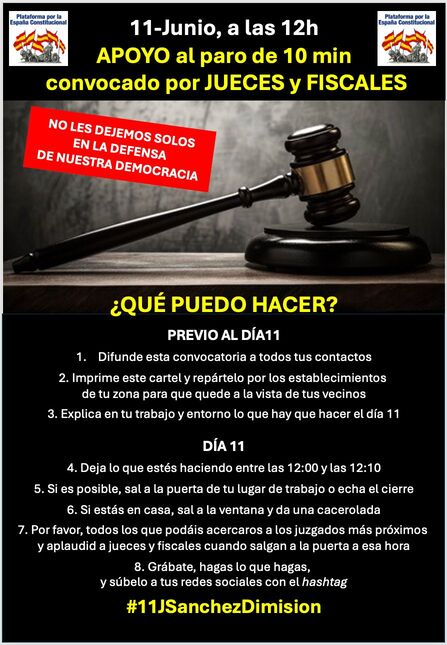 Radio Libertad (@radiolibertades) on Twitter photo <a href="/FJuecesIndepend/">Foro Judicial Independiente</a> 🏁Desde la <a href="/FJuecesIndepend/">Foro Judicial Independiente</a> nos invitan a participar en este paro, en apoyo a los #Jueces y #Fiscales: "Es una cuestión trasversal, no es una cuestión ideológica"
La cita es:
🗓️Miércoles, #11junio
⏰12.00 horas
➡️Paro de 10 minutos en las puertas de los centros de trabajo.
Siga <a href="/FJuecesIndepend/">Foro Judicial Independiente</a> 🏁Desde la <a href="/FJuecesIndepend/">Foro Judicial Independiente</a> nos invitan a participar en este paro, en apoyo a los #Jueces y #Fiscales: "Es una cuestión trasversal, no es una cuestión ideológica"
La cita es:
🗓️Miércoles, #11junio
⏰12.00 horas
➡️Paro de 10 minutos en las puertas de los centros de trabajo.
Siga