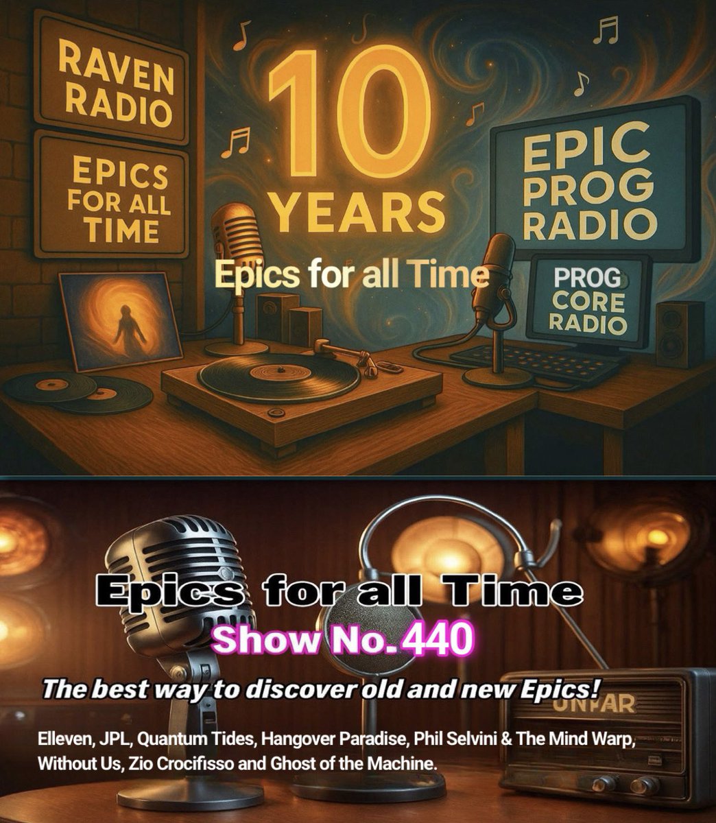 Tonight on epicprogradio.com and other streaming radio apps. 

Epics for all Time
Presenter, Jan Bracke
8pm CET, 7pm UK time, 2pm EST

linktr.ee/epicprogradio

#progressiverock #progrock #neoprog  #independentmusic #newprog #recentprogonly #artrock #airplay #epicprogradio