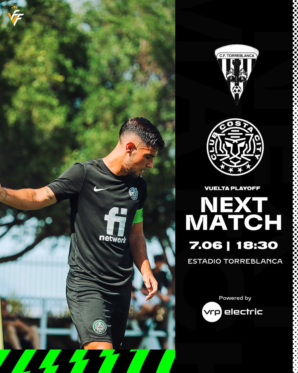 ⚫️🟢 𝗧𝗲𝗺𝗽𝗼𝗿𝗮𝗱𝗮 𝗖𝗼𝘀𝘁𝗮 𝗖𝗶𝘁𝘆 𝟮𝟰/𝟮𝟱

⚽️ Vuelta - Playoff Ascenso #PrimeraFFCV
🆚 C.F. Torreblanca 
🗓️ Sábado 7 de Junio
🕒 18:30H
🏟️ Estadio Torreblanca 
🚗 @hyundaiautofima 

𝗩𝗔𝗠𝗢𝗦 𝗖𝗢𝗦𝗧𝗔 🖤💚

#CostaCity #ClubCostaCity #Futbol #elche
