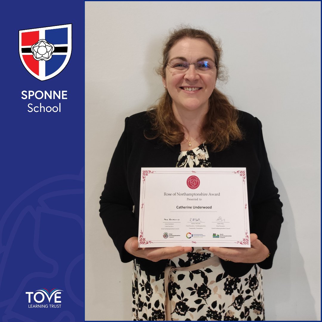 "We are delighted to share that our Deputy Headteacher, Mrs Catherine Underwood, has been awarded the prestigious Rose of Northamptonshire award in recognition of her outstanding service to the school and wider community.