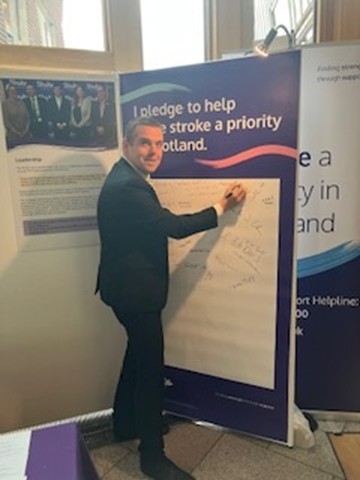 Michael Foley (@foleysascotland) on Twitter photo .<a href="/Douglas4Moray/">Douglas Ross MSP</a> dropped by our <a href="/StrokeScotland/">StrokeAssocScotland</a> exhibition stall in <a href="/ScotParl/">Scottish Parliament</a> this week - thanks for signing our pledge board and joining our calls to prioritise improvements to Scotland's stroke services! .<a href="/Douglas4Moray/">Douglas Ross MSP</a> dropped by our <a href="/StrokeScotland/">StrokeAssocScotland</a> exhibition stall in <a href="/ScotParl/">Scottish Parliament</a> this week - thanks for signing our pledge board and joining our calls to prioritise improvements to Scotland's stroke services!
