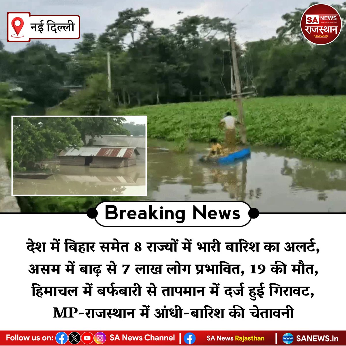 SA News Rajasthan (@sanewsrajasthan) on Twitter photo News:- рдирдИ рджрд┐рд▓реНрд▓реА,рджреЗрд╢ рдореЗрдВ рдмрд┐рд╣рд╛рд░ рд╕рдореЗрдд 8 рд░рд╛рдЬреНрдпреЛрдВ рдореЗрдВ рднрд╛рд░реА рдмрд╛рд░рд┐рд╢ рдХрд╛ рдЕрд▓рд░реНрдЯ, рдЕрд╕рдо рдореЗрдВ рдмрд╛рдврд╝ рд╕реЗ 7 рд▓рд╛рдЦ рд▓реЛрдЧ рдкреНрд░рднрд╛рд╡рд┐рдд, 19 рдХреА рдореМрдд, рд╣рд┐рдорд╛рдЪрд▓ рдореЗрдВ рдмрд░реНрдлрдмрд╛рд░реА рд╕реЗ рддрд╛рдкрдорд╛рди рдореЗрдВ рджрд░реНрдЬ рд╣реБрдИ рдЧрд┐рд░рд╛рд╡рдЯ, MP-рд░рд╛рдЬрд╕реНрдерд╛рди рдореЗрдВ рдЖрдВрдзреА-рдмрд╛рд░рд┐рд╢ рдХреА рдЪреЗрддрд╛рд╡рдиреА
#BreakingNews #news #SANewsRajasthan #TAKEITOFF_PressTour News:- рдирдИ рджрд┐рд▓реНрд▓реА,рджреЗрд╢ рдореЗрдВ рдмрд┐рд╣рд╛рд░ рд╕рдореЗрдд 8 рд░рд╛рдЬреНрдпреЛрдВ рдореЗрдВ рднрд╛рд░реА рдмрд╛рд░рд┐рд╢ рдХрд╛ рдЕрд▓рд░реНрдЯ, рдЕрд╕рдо рдореЗрдВ рдмрд╛рдврд╝ рд╕реЗ 7 рд▓рд╛рдЦ рд▓реЛрдЧ рдкреНрд░рднрд╛рд╡рд┐рдд, 19 рдХреА рдореМрдд, рд╣рд┐рдорд╛рдЪрд▓ рдореЗрдВ рдмрд░реНрдлрдмрд╛рд░реА рд╕реЗ рддрд╛рдкрдорд╛рди рдореЗрдВ рджрд░реНрдЬ рд╣реБрдИ рдЧрд┐рд░рд╛рд╡рдЯ, MP-рд░рд╛рдЬрд╕реНрдерд╛рди рдореЗрдВ рдЖрдВрдзреА-рдмрд╛рд░рд┐рд╢ рдХреА рдЪреЗрддрд╛рд╡рдиреА
#BreakingNews #news #SANewsRajasthan #TAKEITOFF_PressTour
