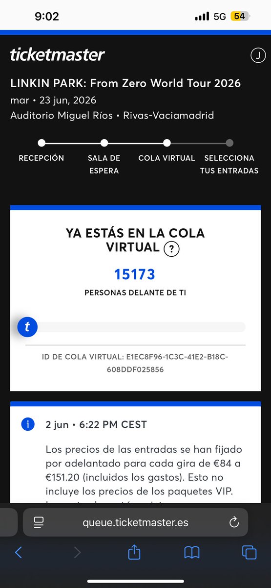 JulySawyer's tweet photo. Resumen de mi compra de entradas de Linkin Park :/ 
spoiler no hubo suerte 
9:01 puesto en cola 15mil
9:26 consigo entrar y todo agotado
con Ticketmaster https://t.co/eSsTT214sN