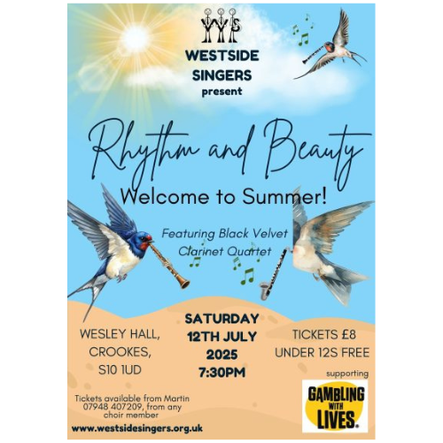 GambleWithLives's tweet image. Our sincere thanks to West Side Singers for supporting GwL with their summer concert!
If you’re in Sheffield on July 12, don’t miss out on a great night of music
For more info & tickets: westsidesingers.org.uk/event/summer-c…