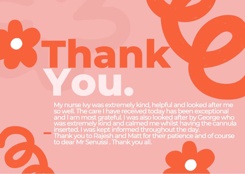 Feedback Friday! 

Wonderful feedback from a patient about their experience in Gynae Ambulatory Care. Well done Gynae Ambulatory Care 😊👏