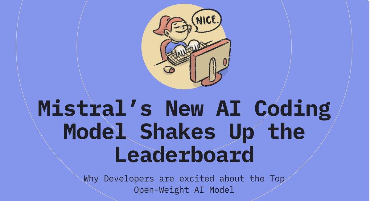 🚨 New best open-source model for agentic coding?

Devstral (by <a href="/MistralAI/">Mistral AI</a> &amp; @allhands_ai) just hit 46.8% on SWE-Bench Verified, topping all other open weights models.
- Low hardware requirements
- Open weights
- Test-loop agent focus

<a href="/FernandezBap/">Bap</a> breaks down the news for us ➡️