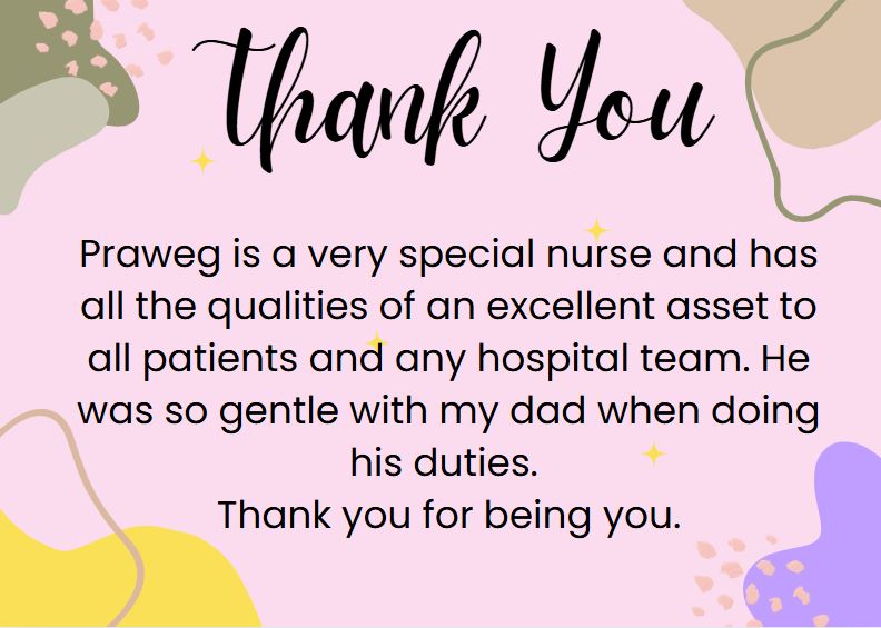 Feedback Friday! 

Wonderful feedback from a patient about their experience in Gade ward. Well done Praweg 😊✨