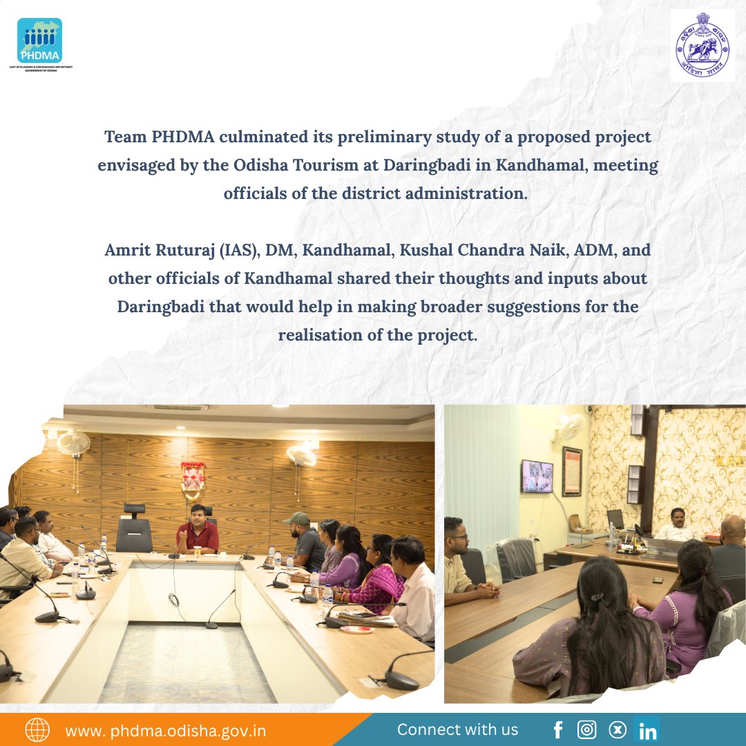 Exploring the untapped beauty of #Daringbadi 🌿 Team PHDMA completes its preliminary study for a sustainable, experiential tourism project by #OdishaTourism, with valuable insights from Kandhamal officials. Future-ready, rooted in the indigenous. #IncredibleIndia #EcoTourism