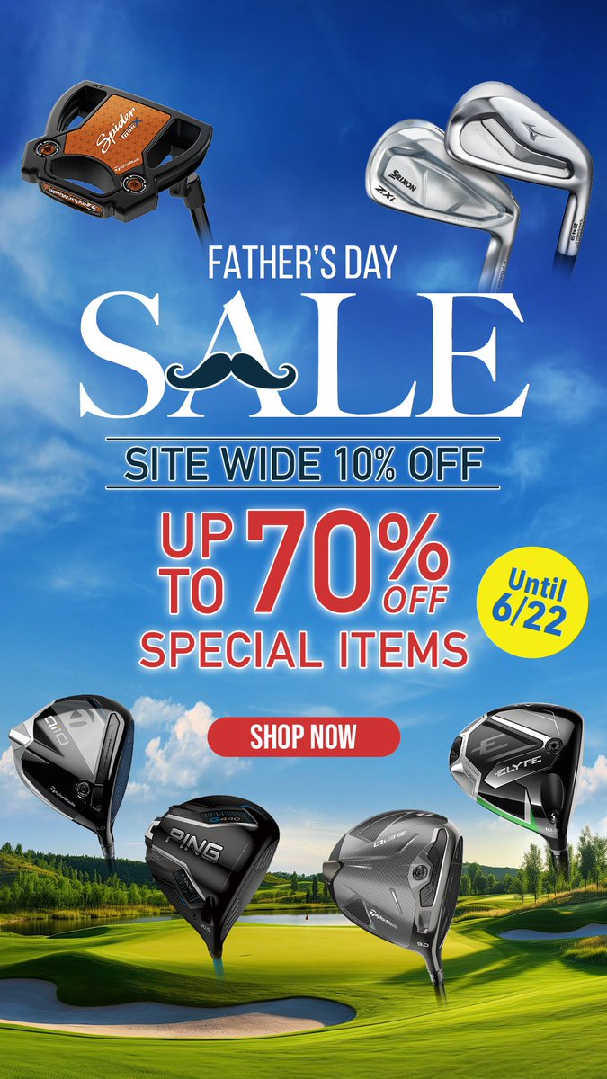 Our Father's Day Sale starts... NOW!

-SITEWIDE 10% OFF
-Up to 70% OFF our SPECIAL DISCOUNT COLLECTION
-SALE ENDS 6/22

New listings are coming in hot so you'll want to check back frequently!

#golfpartner #golfclubs #golf #golfshop #putter #golfirons