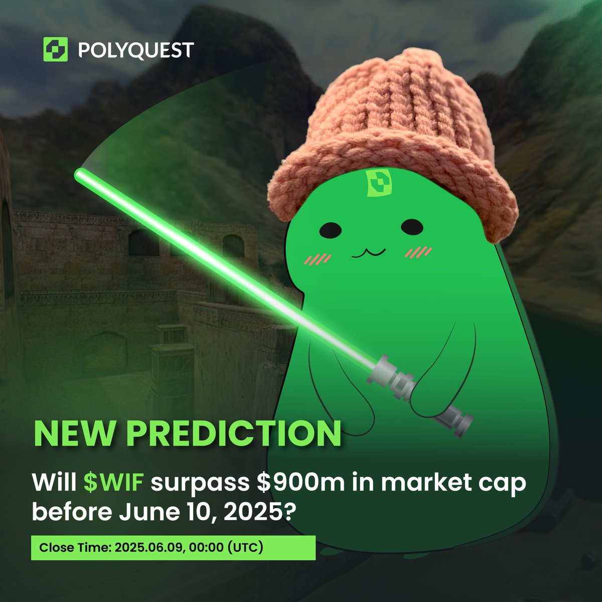 PolyquestSOL's tweet image. New prediction pool is live

Will $WIF surpass $900M market cap before June 10, 2025?
👉 polyquest.xyz/quests/378

Can @dogwifcoin make the push in the next 3 days?

Predict to profit. Vote now on POLYQUEST

#POLYQUEST #PredictionMarket #Solana