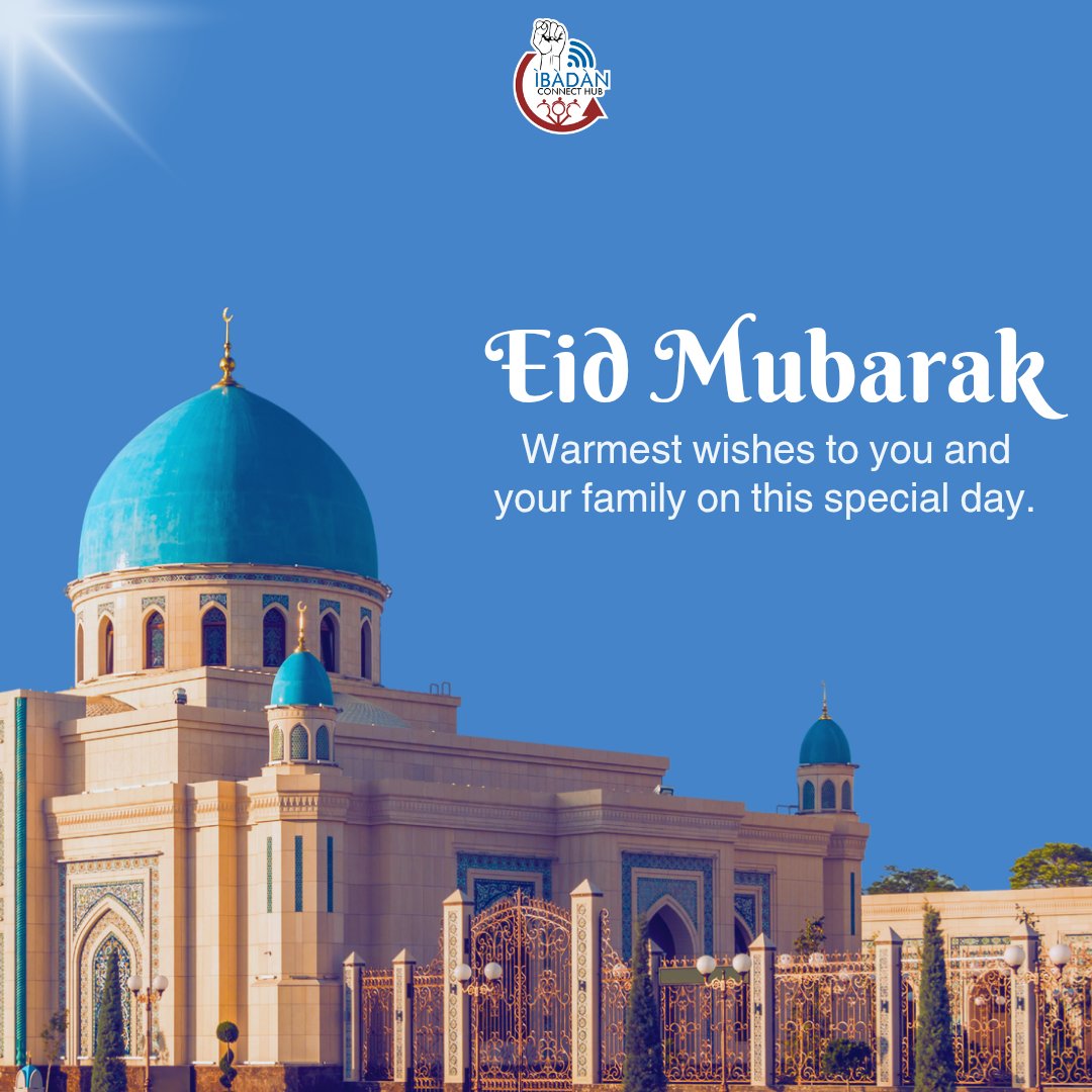 IbadanConnect1's tweet photo. Warmest wishes to you and your family on this special day. May this Eid bring you peace, happiness, and prosperity. Eid Mubarak!

#ÌbàdànConnectHub✨ https://t.co/lEB6tT5zI8