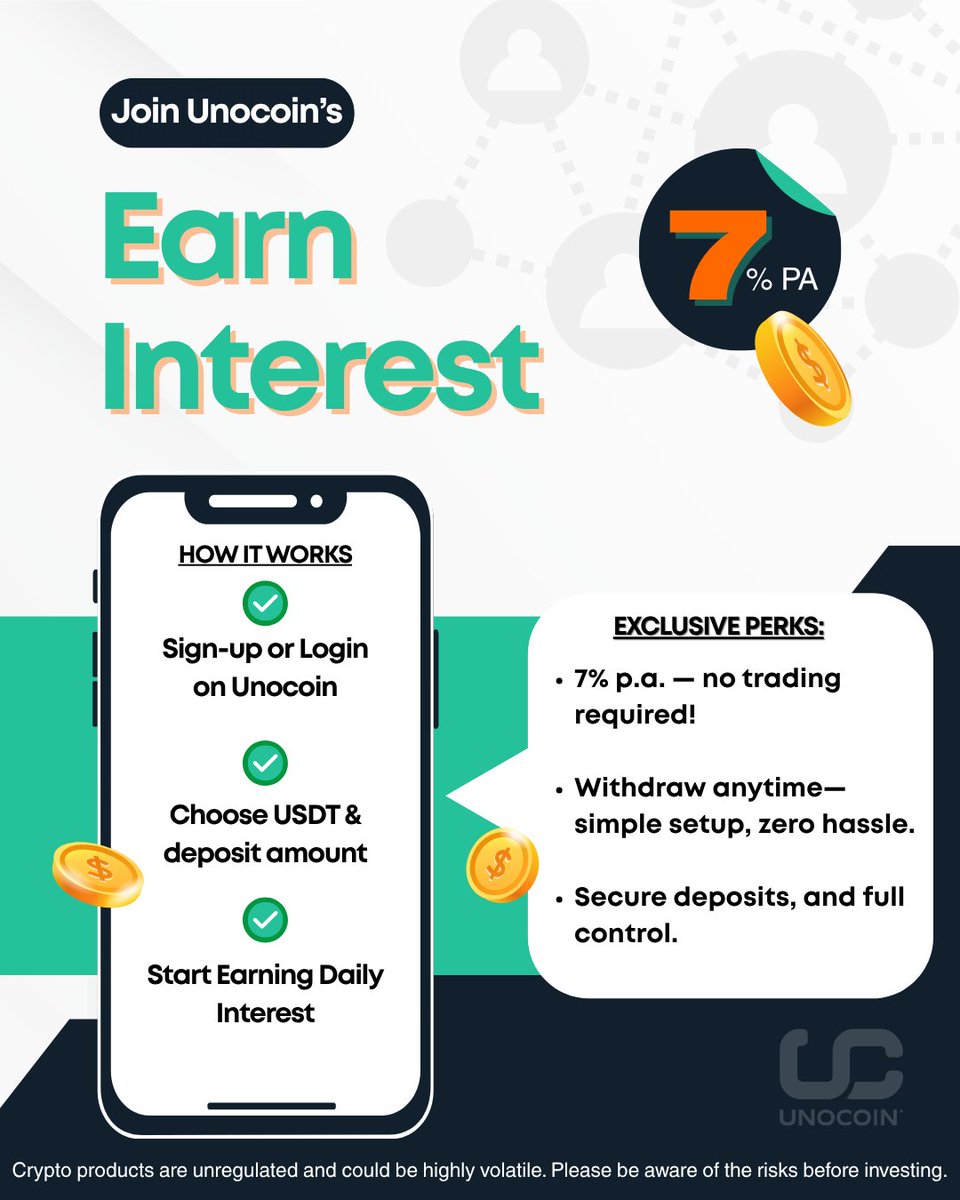 Let Your Crypto Work While You Chill! Why just hold when you can earn daily  interest on your USDT with Unocoin? Just 3 simple steps: 👉🏻Login & Tap “ Earn Daily” in the