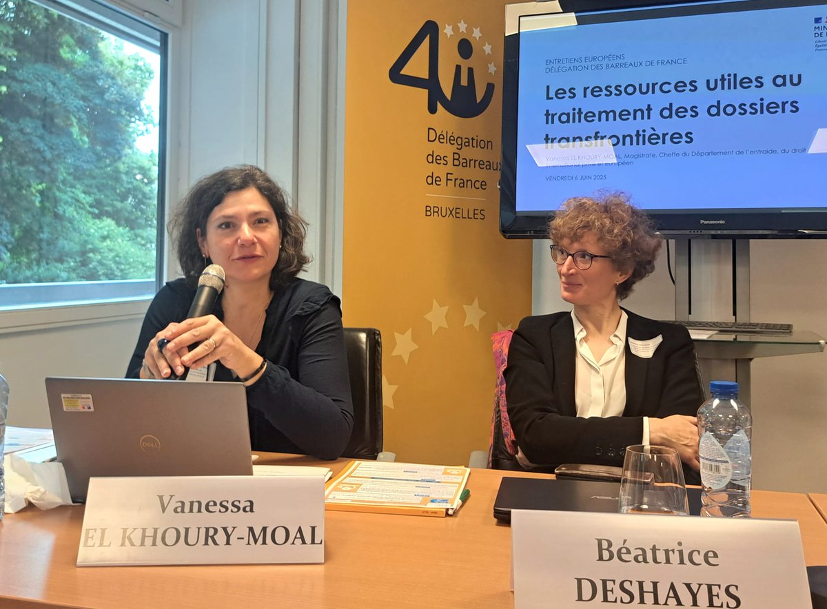 Entretiens 🇪🇺 « Droit civil et commercial européen » avec l’atelier 1 sur « Les ressources utiles au traitement des dossiers transfrontières ». 
Vanessa El Khoury-Moal, Magistrate, Cheffe du département de l’entraide, du droit international privé et européen