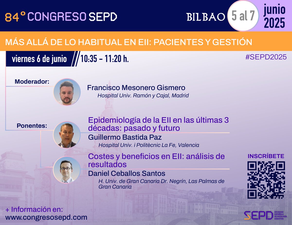 Sociedad Española de Patología Digestiva (SEPD) (@sepdigestiva) on Twitter photo 2️⃣ Más allá de lo habitual en EII: pacientes y gestión
🔹Epidemiología de la EII en las últimas 3 décadas: pasado y futuro
🔹Costes y beneficios en EII: análisis de resultados
#EII #GestiónSanitaria <a href="/bastida_dr/">Dr. Bastida</a> <a href="/DCebSan/">Daniel Ceballos</a> <a href="/HospitalLaFe/">HospitalLaFe</a> <a href="/EiiUnidadLaFe/">Unidad EII La Fe</a> #SEPD2025 2️⃣ Más allá de lo habitual en EII: pacientes y gestión
🔹Epidemiología de la EII en las últimas 3 décadas: pasado y futuro
🔹Costes y beneficios en EII: análisis de resultados
#EII #GestiónSanitaria <a href="/bastida_dr/">Dr. Bastida</a> <a href="/DCebSan/">Daniel Ceballos</a> <a href="/HospitalLaFe/">HospitalLaFe</a> <a href="/EiiUnidadLaFe/">Unidad EII La Fe</a> #SEPD2025
