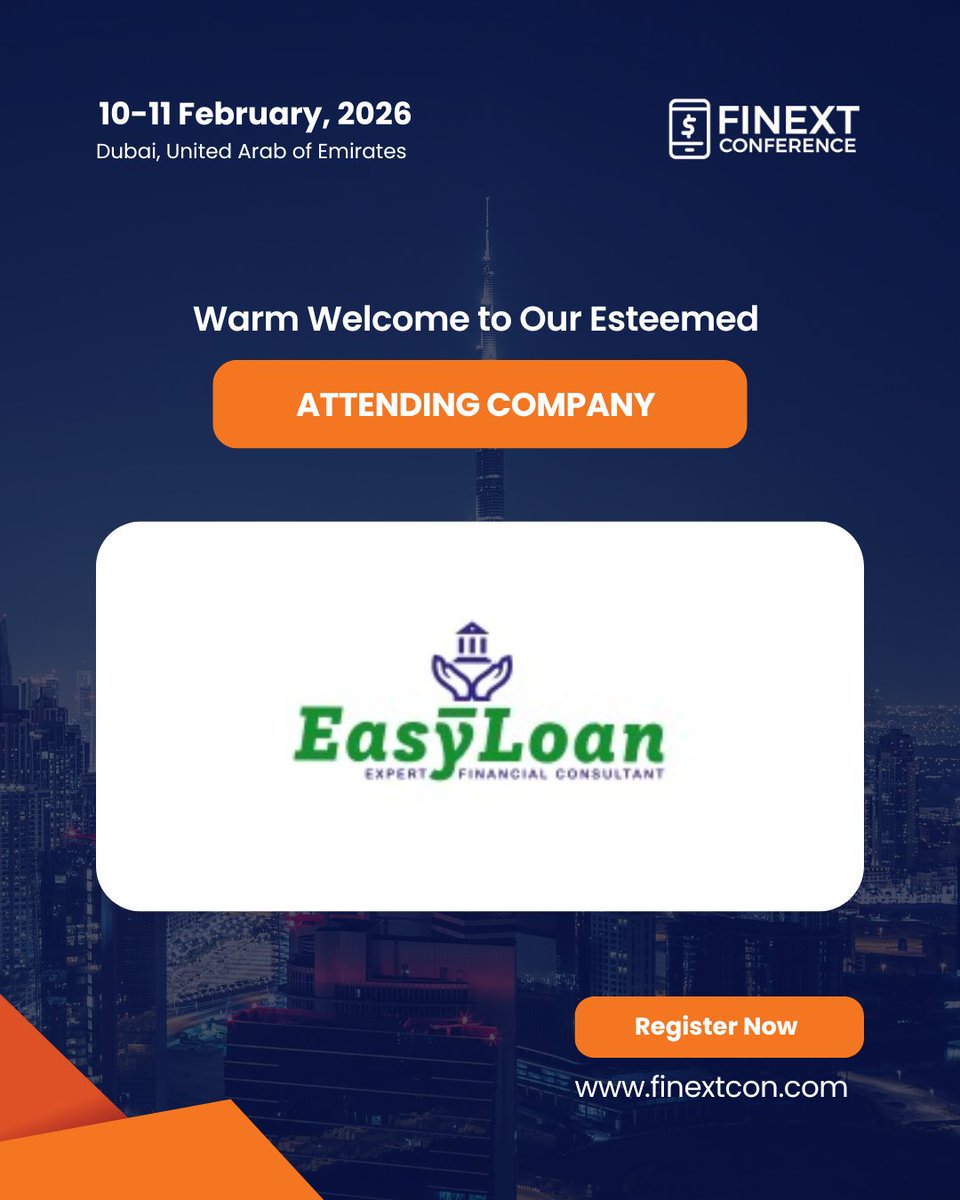 Welcome EasyLoan Financing Broker – Expert Financial Consultant to FiNext Dubai 2026!  Feb 10–11 | Register: finextcon.com #finextcon