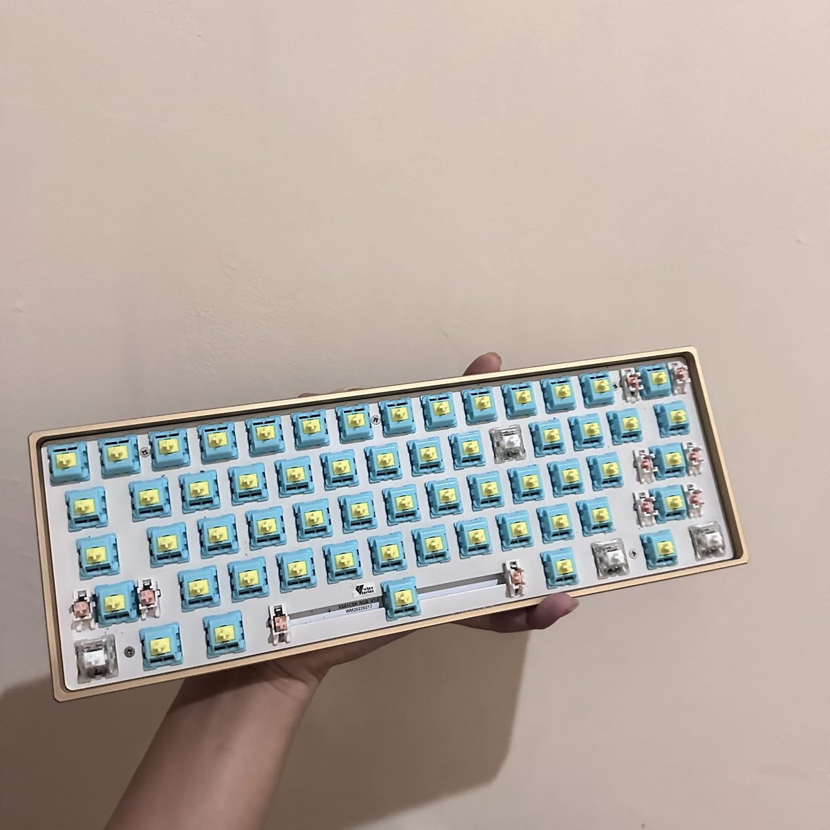 pinnkcoded's tweet photo. WTS IN RUSH🏃

Barebone alumunium keyboard vortex vx5 pro warna gold: 135k
+ tambah switch ktt sea salt sama ada ktt kang white 3, lubed (+ 90k)

Bisa via 🍊, nego dm https://t.co/rY26FgVoPy