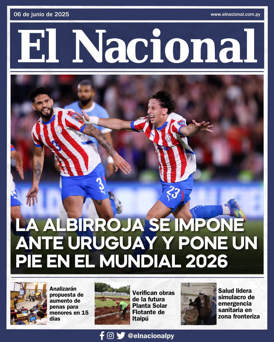 1000_am's tweet photo. PORTADAS | 📰🗞🇵🇾

🗣 Viernes, 6 de junio de 2025

¡Buen día!

#1000Noticias #1000am 📻🎙 https://t.co/CeWNcO4ozv