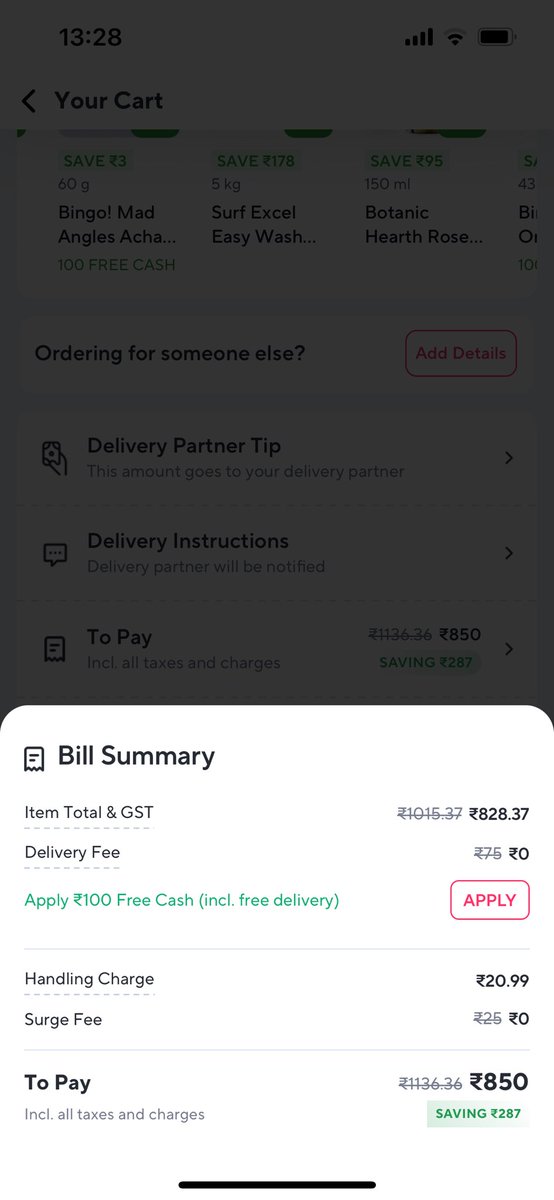 priynka_2001's tweet photo. Hey @ZeptoNow,
You advertised ₹100 Free Cash in the Zepto Wallet, but only ₹25 was credited. On top of that, handling charges went from ₹5 to ₹20—even in the Super Saver section.What kind of saving is this? Misleading offers erode trust. Please clarify.📸 Attaching #Zepto https://t.co/V3WdM0gWWV