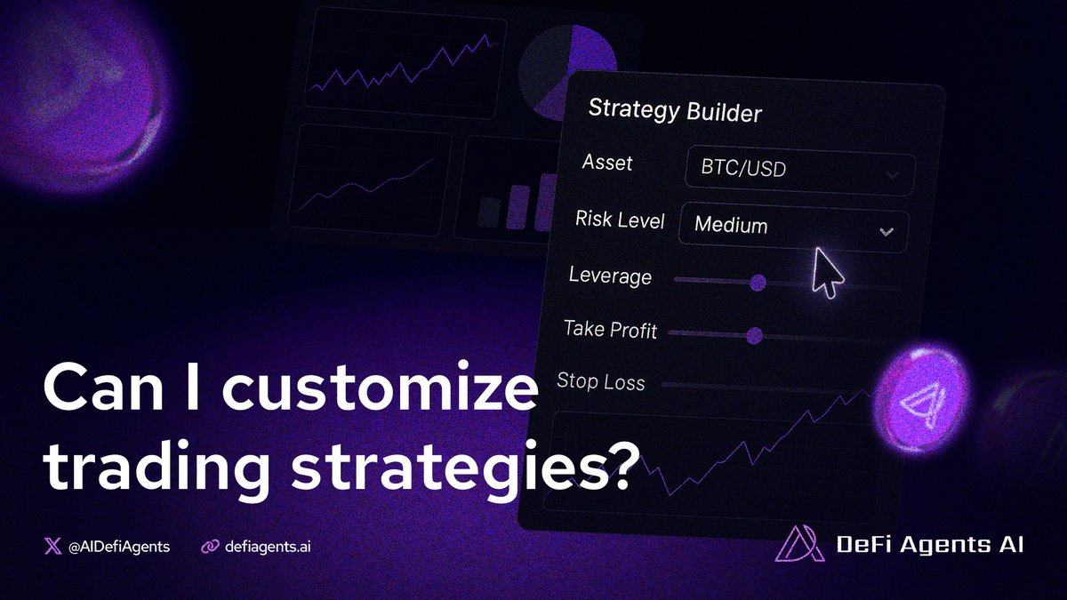 🤖 Can I customize trading strategies with DeFi AI Agents?

Absolutely.
Whether you're chasing high-yield gains, prefer stable performance, or thrive on high-frequency trades - DeFi AI lets you tailor strategies to match your goals. 📈

🔍 Your strategy, your rules. Let the AI do