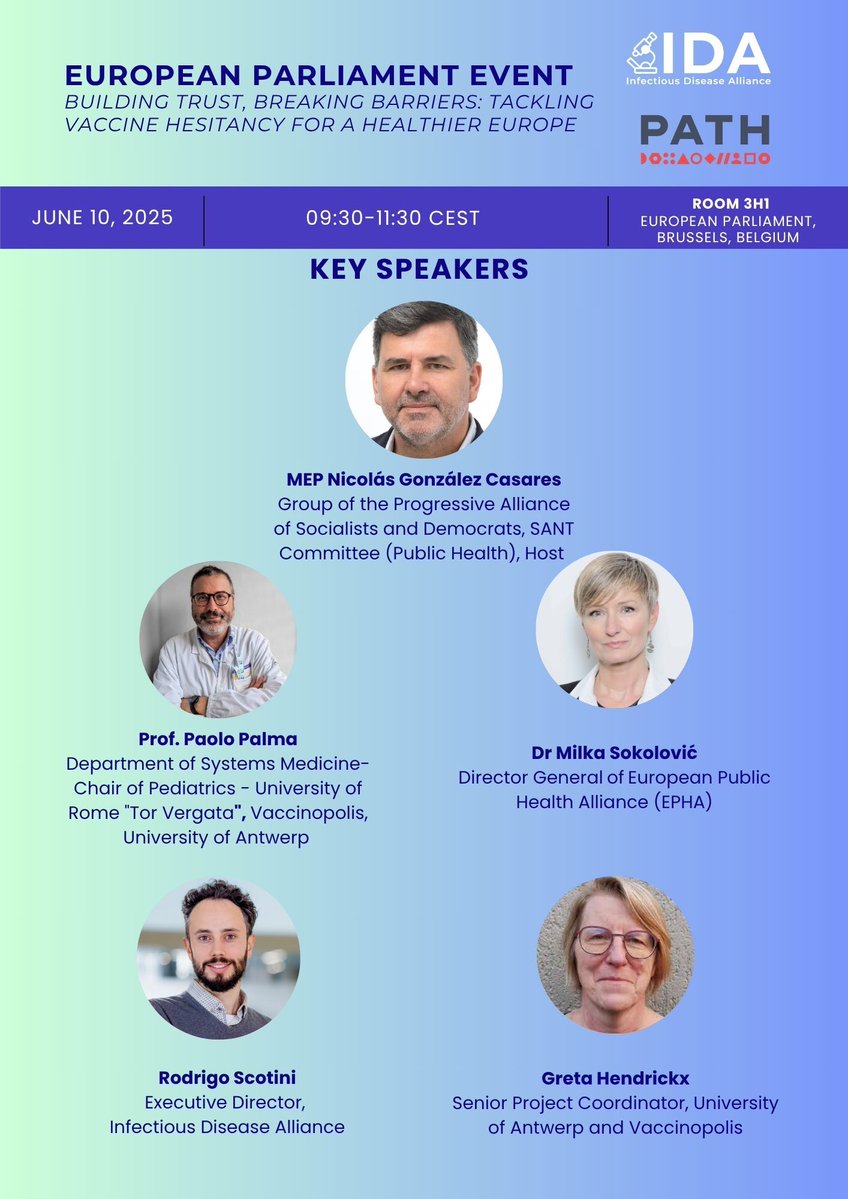 🚨 UPDATED SPEAKER LIST &amp; AGENDA!
Join the IDA and <a href="/PATHtweets/">PATH</a> at  the European Parliament in Brussels on June 10th, 2025 for an exciting  conversation: 🌍 Building Trust, Breaking Barriers: Tackling Vaccine  Hesitancy for a Healthier Europe 🌍 🔗id-alliance.org/event-details/…