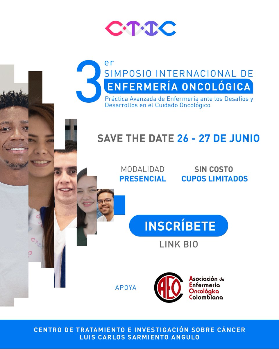 Los invitamos a inscribrise en el Tercer Simposio Internacional de Enfermería Oncológica del próximo 26 y 27 de junio, un espacio académico sin costo. 

Acompáñenos a vivir este evento lleno de conocimiento e innovación en el CTIC. 

docs.google.com/forms/d/e/1FAI…