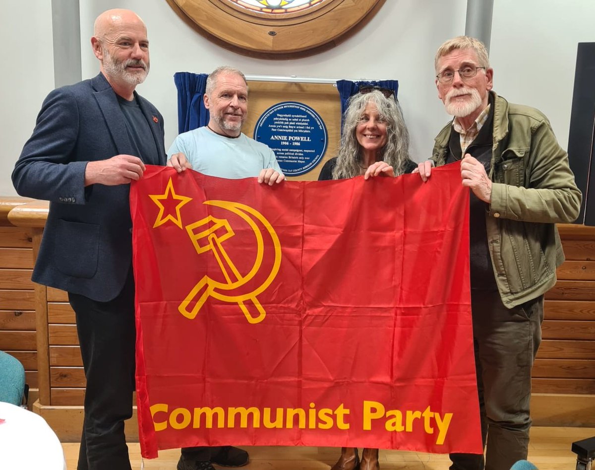 WelshCommunists's tweet photo. Welsh communists at the formal unveiling of the Annie Powell Blue Plaque in the Soar Centre, Penygraig today commemorating a great communist activist &amp; internationally renowned Communist Rhondda Mayor. A report will be included in Monday's @M_Star_Online https://t.co/duryv4vtoI https://t.co/1E7PutEiIy