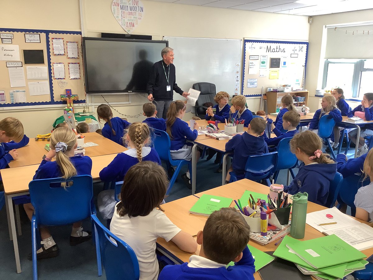 Thank you Father Tim for coming in to speak to our Year 4 children about the Eucharist. <a href="/muchwooltonsch/">Much Woolton School</a> #MuchWooltonRE