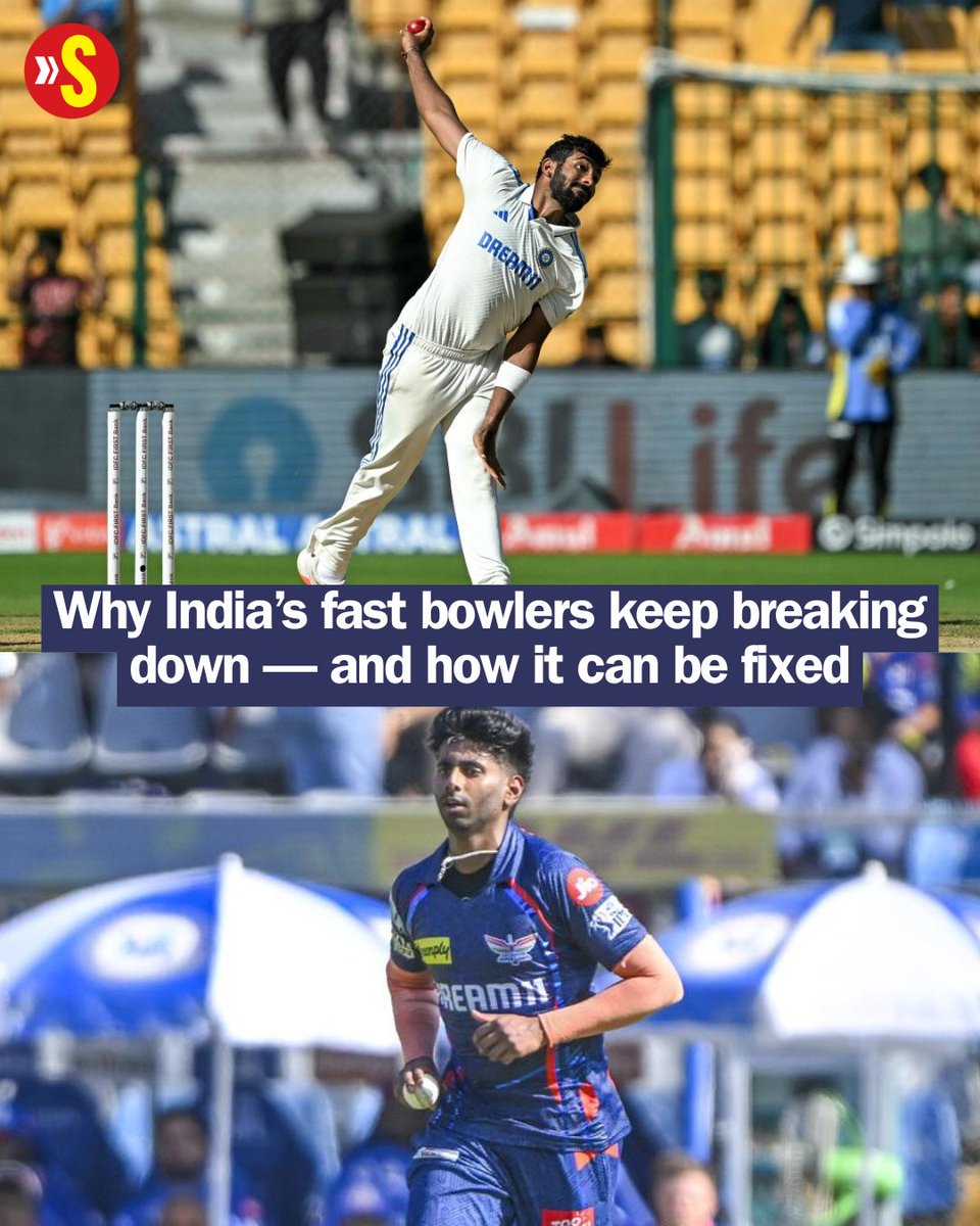 Sportstar (@sportstarweb) on Twitter photo Bowling pace is inherently risky; not every injury is avoidable, and sometimes even well-managed workloads can lead to breakdowns.
This 🧵 uncovers the challenges behind the speed, injury management, and the urgent need for smarter player care.
Here's <a href="/smat8415/">Sahil Mathur</a> with a deep dive Bowling pace is inherently risky; not every injury is avoidable, and sometimes even well-managed workloads can lead to breakdowns.
This 🧵 uncovers the challenges behind the speed, injury management, and the urgent need for smarter player care.
Here's <a href="/smat8415/">Sahil Mathur</a> with a deep dive