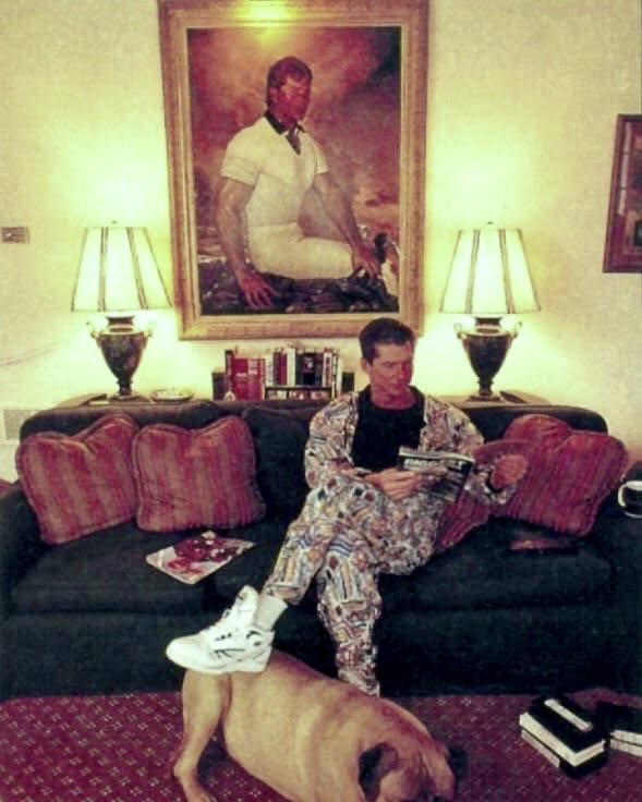 ⁦<a href="/VinceMcMahon/">Vince McMahon</a>⁩ relaxing under a portrait of ⁦<a href="/VinceMcMahon/">Vince McMahon</a>⁩