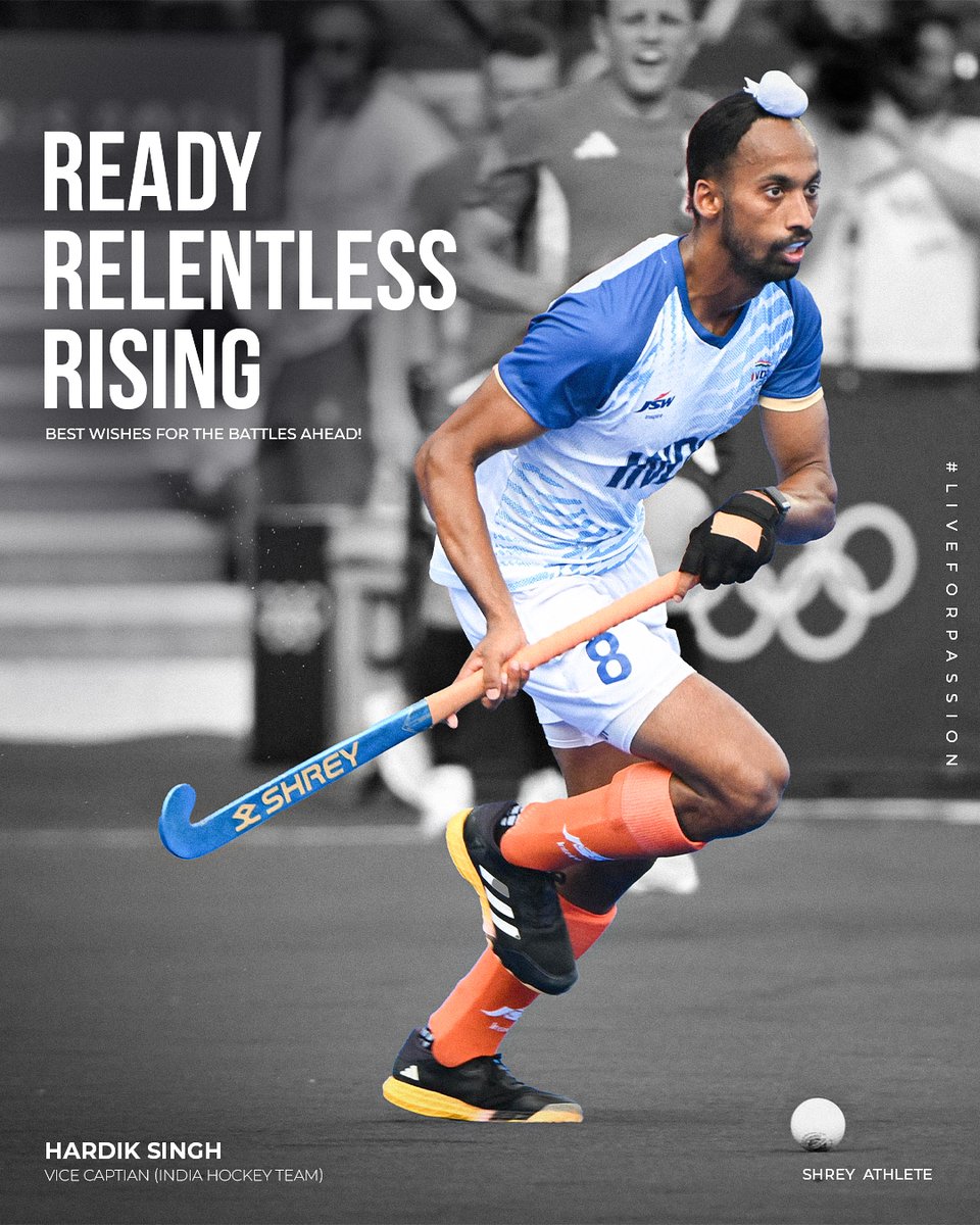 Wishing Shrey athlete Hardik Singh the very best for the upcoming battles on field.

Vice Captain. Midfield Engine. Leader in every stride.

India’s charge begins June 7 at the FIH Pro League 2025 — and he’s bringing the fire.

#ShreyAthlete #HardikSingh #FIHProLeague2025