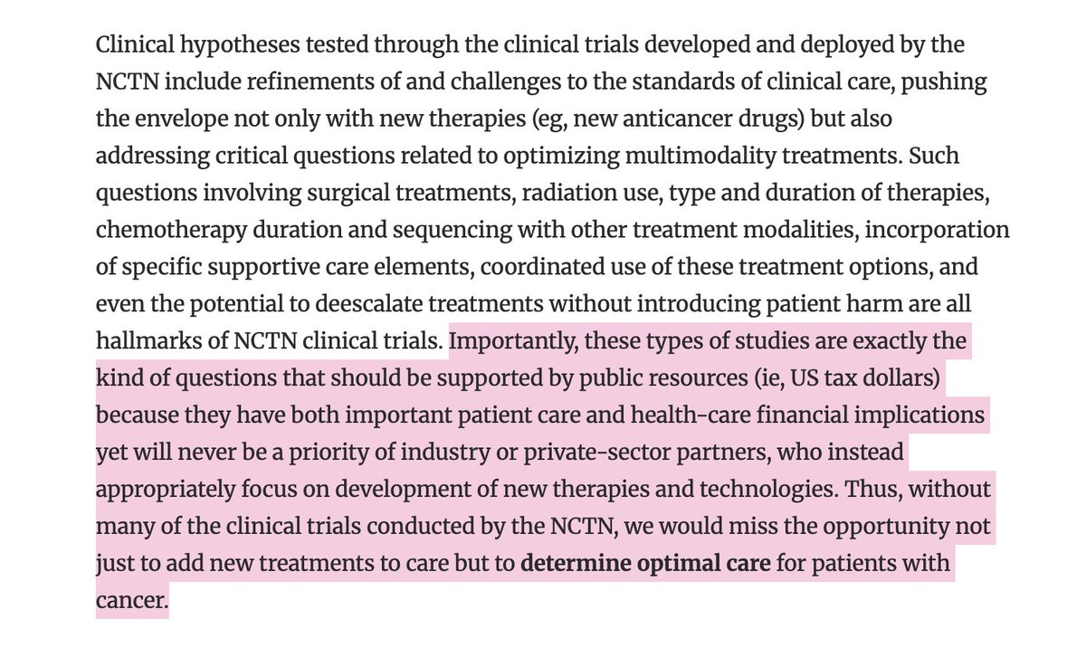 Dr. Nina Niu Sanford (@niusanford) on Twitter photo The NCTN, albeit imperfect, serves a critical role in advancing cancer care by:
1)Conducting pragmatic trials pharma/industry would never sponsor
2)Enrolling across a diverse network (>3K sites) representative of a “real world” population
Great editorial <a href="/TedHong9/">Ted Hong</a> <a href="/TGeorgeMD/">Thomas George, MD, FACP, FASCO</a>👏 The NCTN, albeit imperfect, serves a critical role in advancing cancer care by:
1)Conducting pragmatic trials pharma/industry would never sponsor
2)Enrolling across a diverse network (>3K sites) representative of a “real world” population
Great editorial <a href="/TedHong9/">Ted Hong</a> <a href="/TGeorgeMD/">Thomas George, MD, FACP, FASCO</a>👏