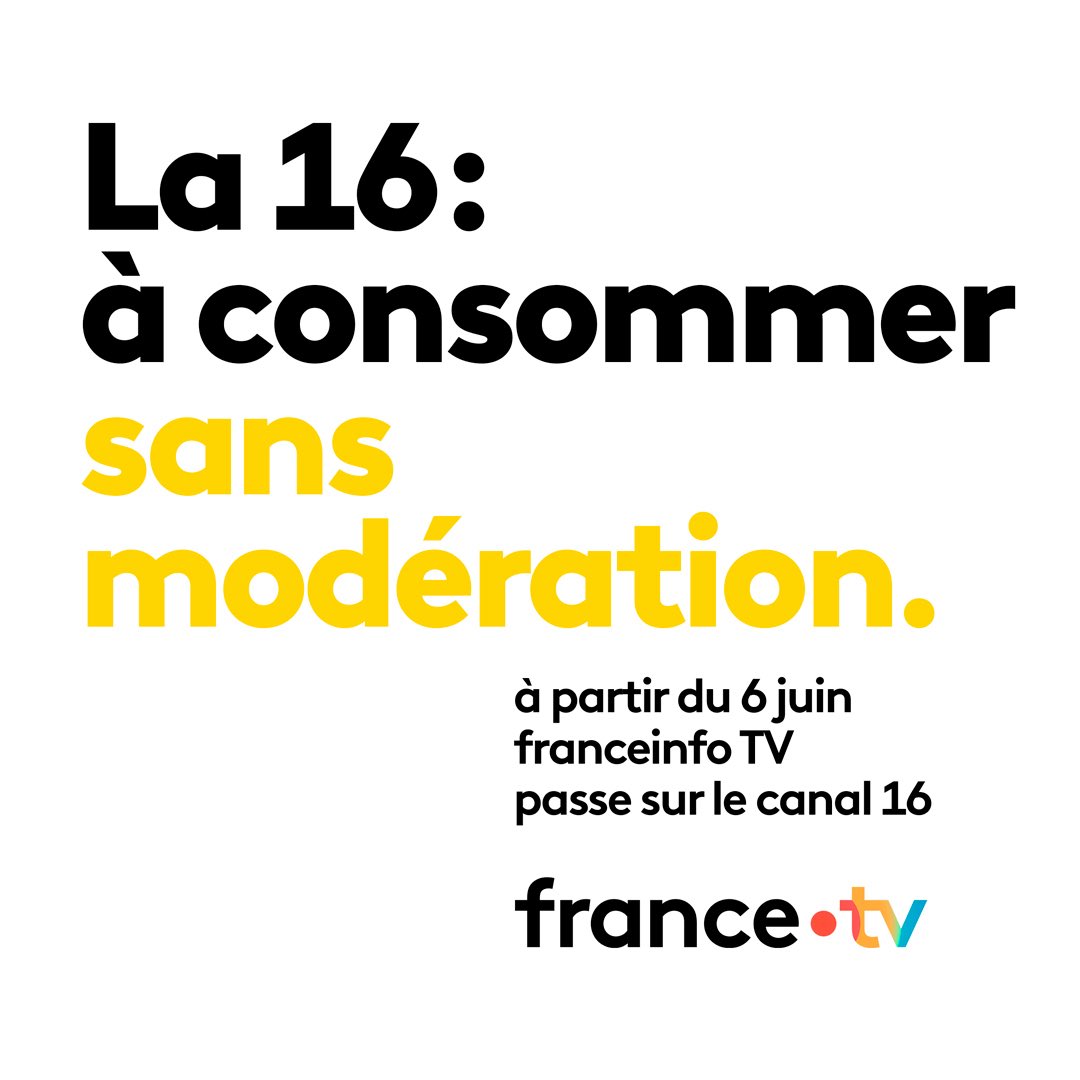 Anne Dormeval (@anne_dormeval) on Twitter photo 🟡 Le vendredi 6 juin, #franceinfo passe sur le canal 16 de la TNT 📺
Une information factuelle, vérifiée et sourcée… À consommer sans modération.
#francetv <a href="/francetv/">France tv</a> <a href="/francetele/">France Télévisions</a> <a href="/franceinfo/">franceinfo</a> 🟡 Le vendredi 6 juin, #franceinfo passe sur le canal 16 de la TNT 📺
Une information factuelle, vérifiée et sourcée… À consommer sans modération.
#francetv <a href="/francetv/">France tv</a> <a href="/francetele/">France Télévisions</a> <a href="/franceinfo/">franceinfo</a>