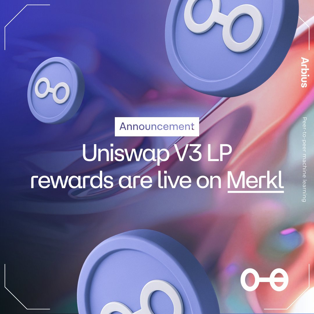 arbius_ai's tweet photo. 🦄 New @uniswap V3 LP rewards are live on @merkl_xyz on the ETH network!
1. Create AIUS/ETH in range liquidity on Uniswap V3. You can use the migrate function on Uniswap if you have V2 liquidity already.
2. Deposit the LP into Merkl to start earning.
Link below 👇