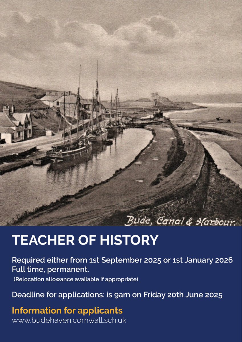 Are you a History specialist who can grow a passion for History across our thriving school community?
We are seeking to employ a highly skilled professional teacher of History who can inspire the next generation of Historians.  budehaven.cornwall.sch.uk/Teacher-of-His…… #edujobs #historyteacher