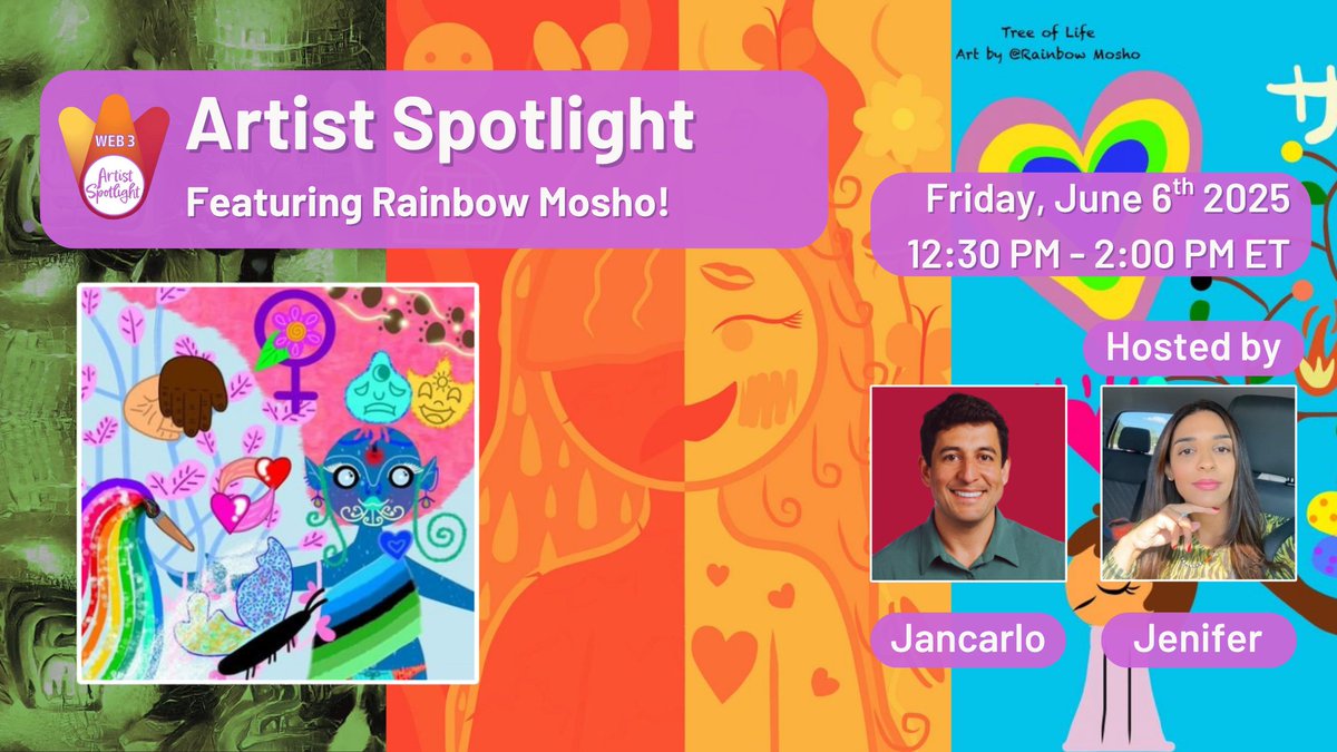 Jancarlo (@jancarlo316) on Twitter photo Gm fam! Happy Friday! ☀️☕️
Come join <a href="/Jeni_Pepen/">Jenifer | ONELOVE</a> and I today at 12:30pm ET today as we spotlight the super creative teen artist, author & builder <a href="/RainbowMosho/">Rainbow Mosho NFTNYC | MoonMars | United Nations</a> ! 🔥
You don't want to miss this one! Set your reminders below 👇 Gm fam! Happy Friday! ☀️☕️
Come join <a href="/Jeni_Pepen/">Jenifer | ONELOVE</a> and I today at 12:30pm ET today as we spotlight the super creative teen artist, author & builder <a href="/RainbowMosho/">Rainbow Mosho NFTNYC | MoonMars | United Nations</a> ! 🔥
You don't want to miss this one! Set your reminders below 👇