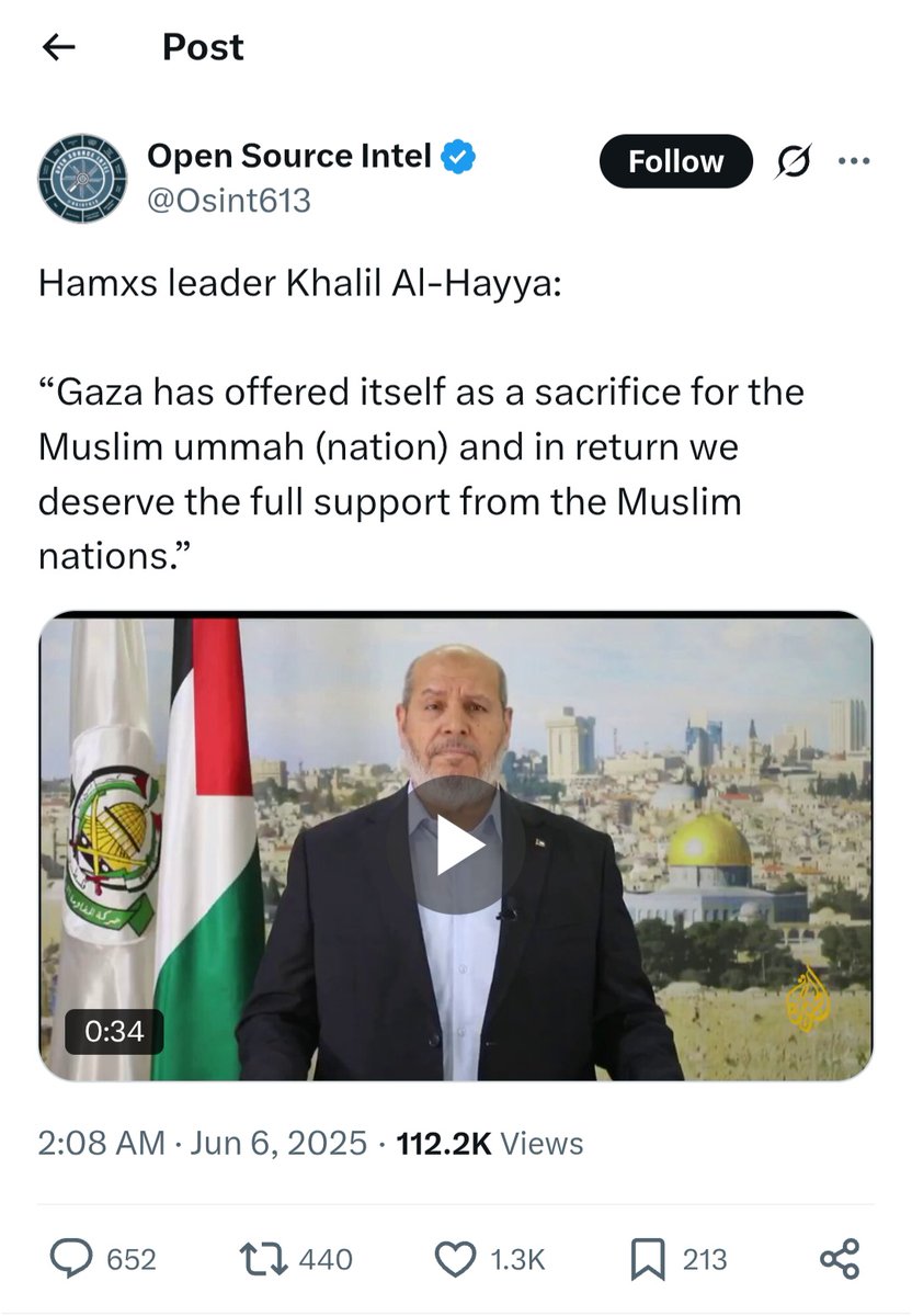 Khalil al-Hayya’s statement of sacrificing Gaza isn’t a slip of the tongue — it’s the mask coming off. When he says Gaza “offered itself as a sacrifice,” what he means is that the people of Gaza were handed over — not to a cause, not to liberation, but to foreign capitals and