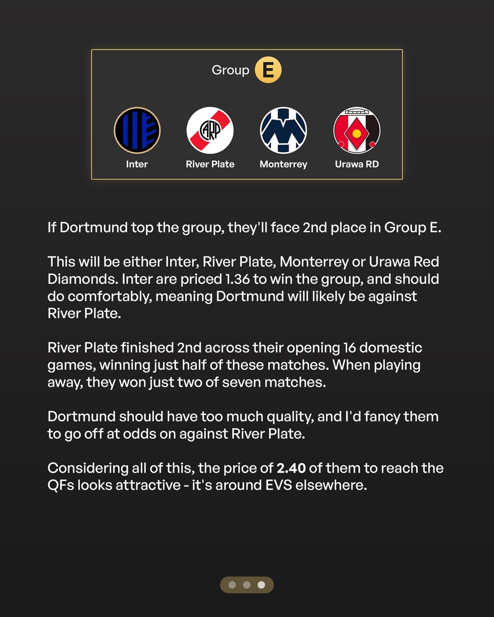AndyRobsonTips's tweet photo. I've been looking into the Club World Cup and already found an angle I like the look of.

Open up these images and swipe through them to have a read.

🔍 Dortmund are a team to keep an eye on.

18+, gamble responsibly https://t.co/lEC1trcuaO