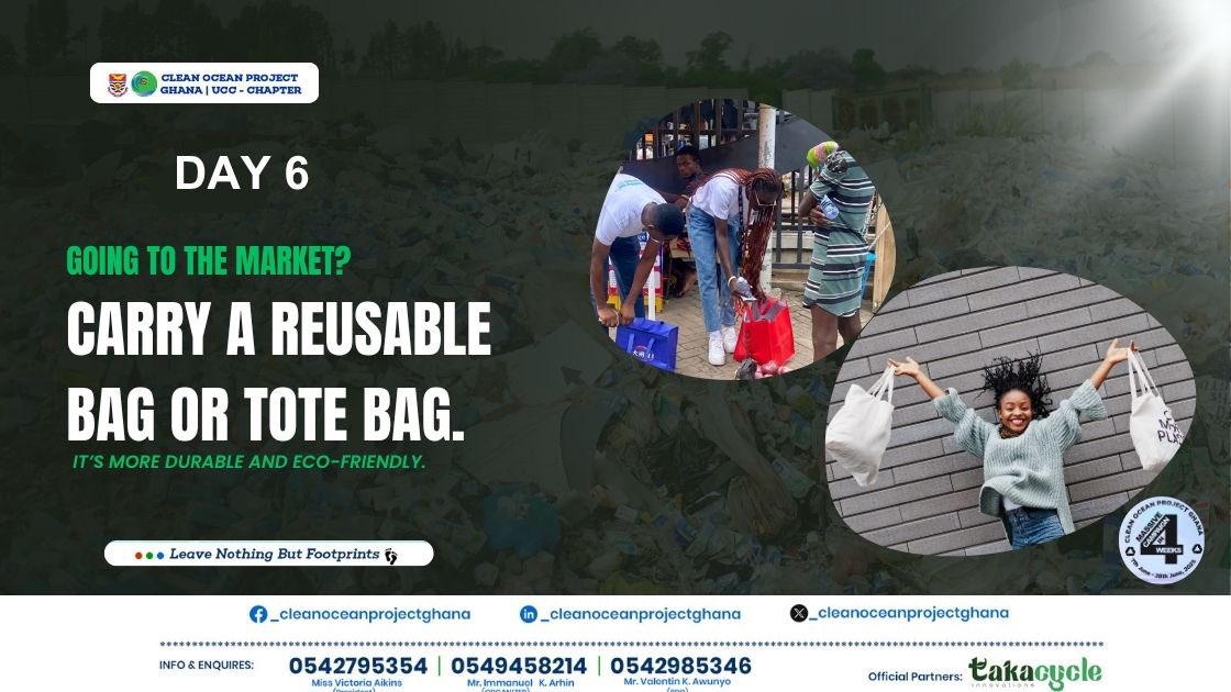 cleanoceangh's tweet photo. Ditch the plastic❌, grab reusable! ✅
Make a change with Clean Ocean Project Ghana.
#ReusableBags
#ReducePlasticWaste
#SustainableLiving
#CleanOceanProjectGhana
#GoGreen
Leave Nothing But Footprints 🐾👣 https://t.co/aTfr2VaHrP