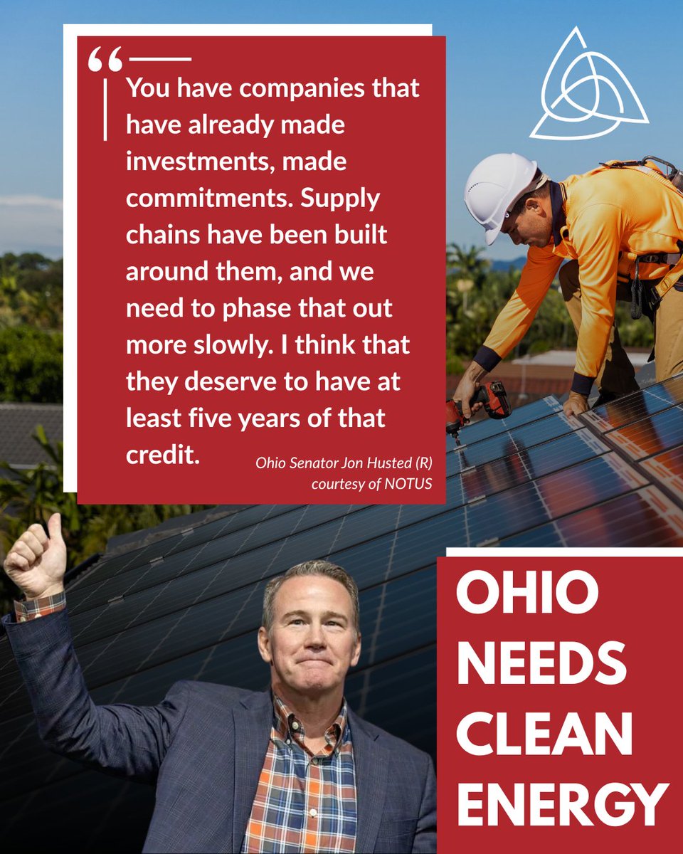 Senator Jon Husted says he sees the impact of the Inflation Reduction Act investments across Ohio. If the Senate doesn’t restore these historic clean energy investments in the reconciliation package, Ohioans will lose jobs, pay higher energy costs, and suffer more pollution.