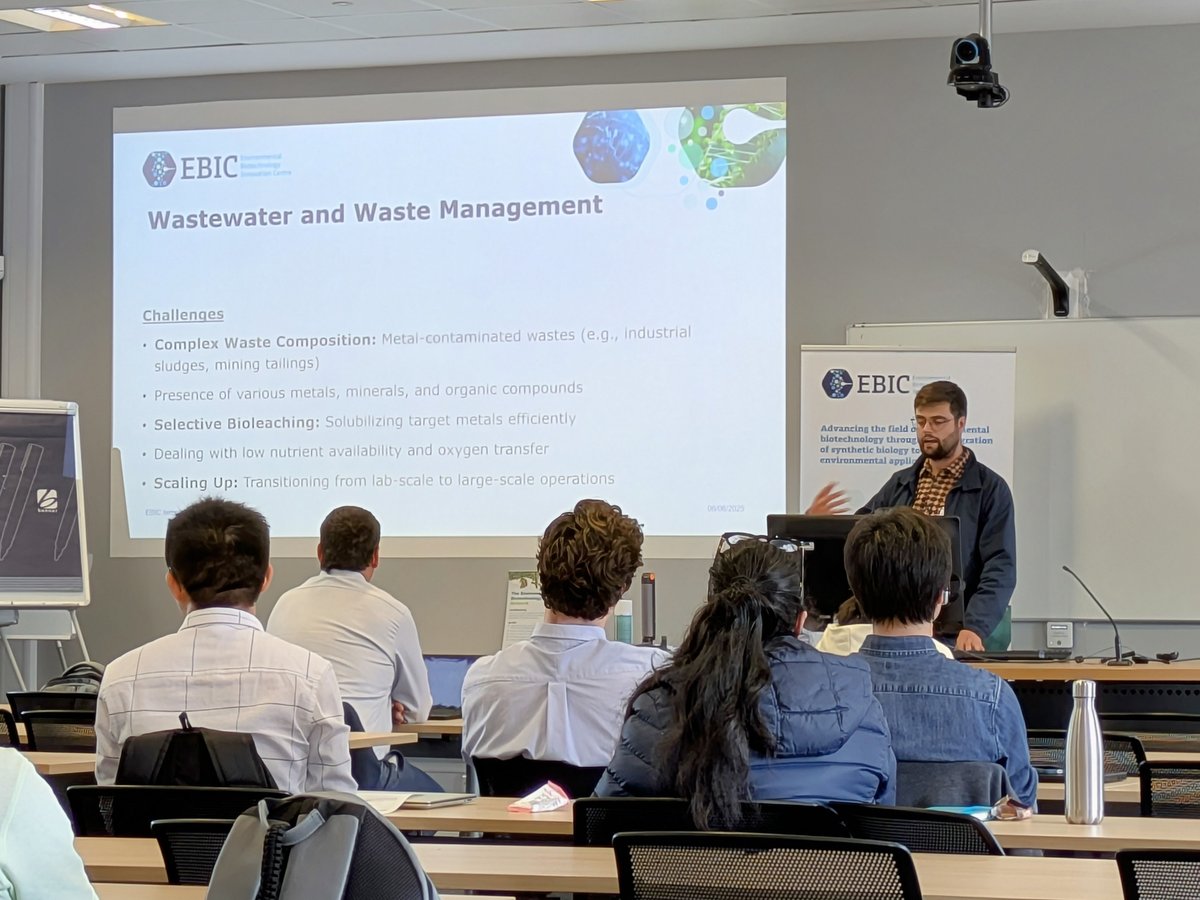 EBIC_Hub's tweet image. Next up we have EBIC & @CranfieldUni 's Francis Hassard who is discussing engineering biology applications for environmental solutions: potential and challenges.
#PFASandbeyond #SynBio #EngineeringBiology #EBICHub #EBNet