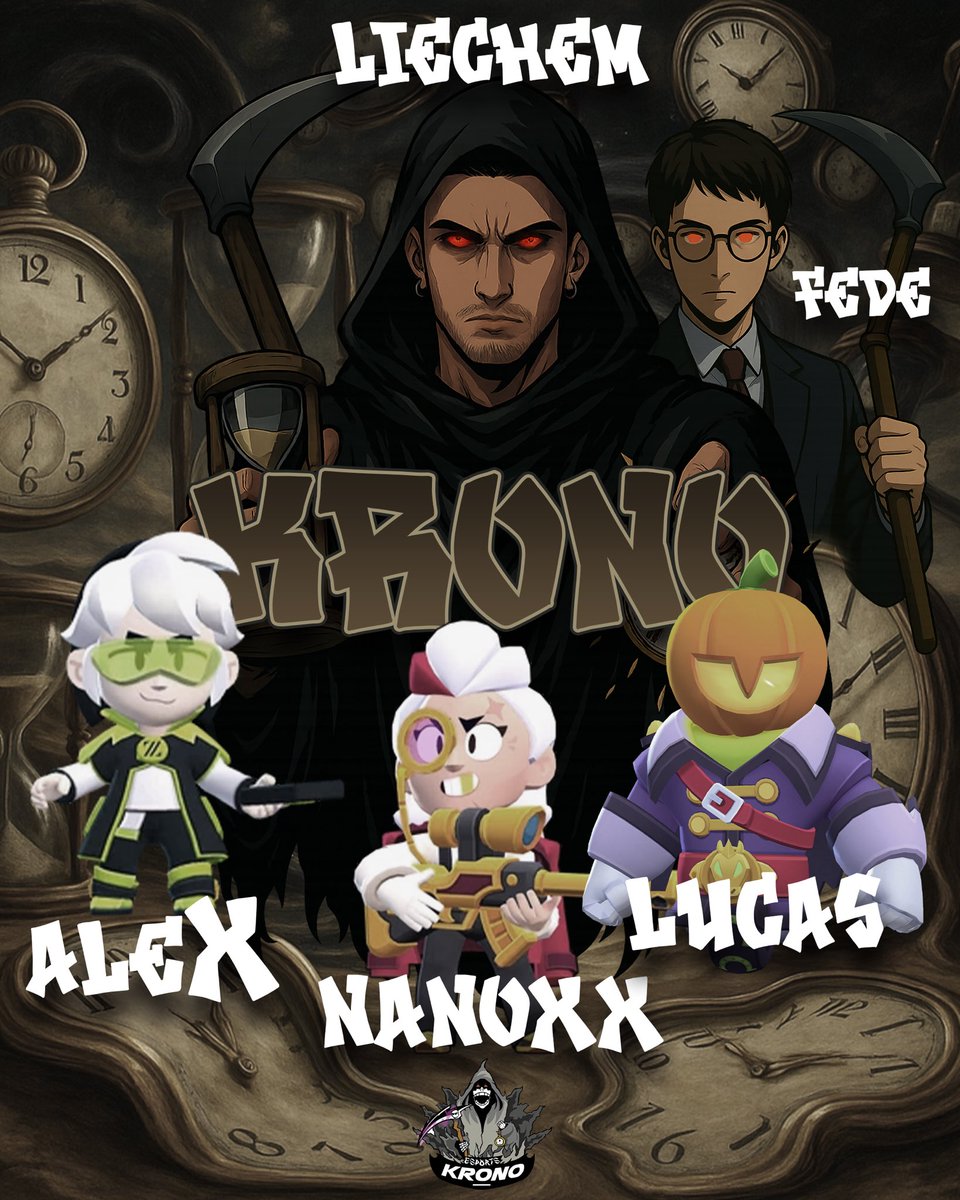 Llegó nuestro momento⌛️

Manager: 
<a href="/fedeilrobo/">Fedeilrobo</a> 🇮🇹

Coach:
<a href="/Liechem_/">David</a> 🇪🇸

Players:
<a href="/Lucass350_/">Lucas🦁</a>  🇪🇸
<a href="/Nanox_bs/">Nanoxx</a>  🇫🇷
<a href="/Alex_bs8/">AleX 🤍</a>  🇧🇪

#GoKrono