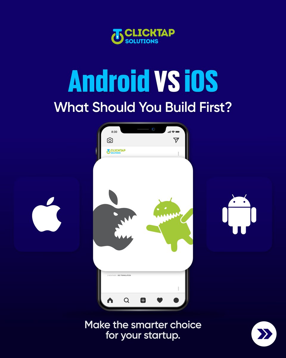 ClickTapS's tweet photo. 🧠 Wondering whether to build your app on Android or iOS first?
Here’s a quick visual breakdown to help you decide smart.
👉 Need expert help? Let ClickTap Solutions shape your roadmap.

#AppDevelopment#StartupTips https://t.co/cl9s2Ubqbp