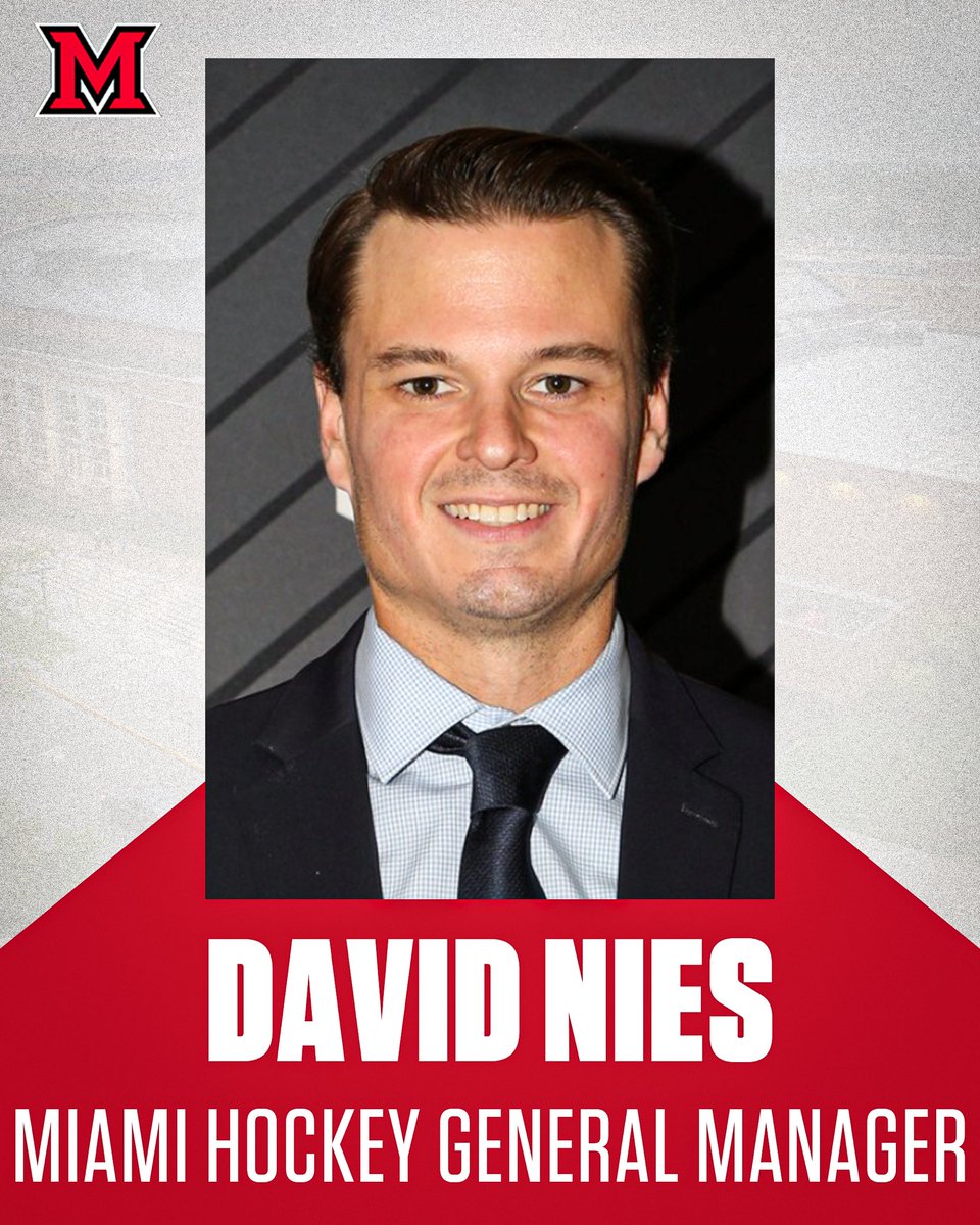 David Nies has been named Miami Hockey General Manager. 

🔗 RELEASE: miamiredhawks.com/news/2025/6/6/…

#RiseUpRedHawks