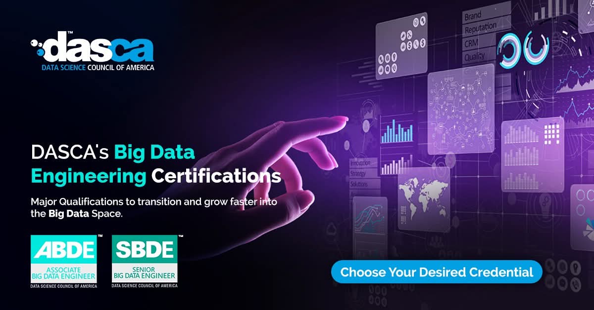 DASCA_Insights's tweet image. DASCA’s globally recognized ABDE™ and SBDE™ certifications validate your expertise in key areas of Big Data Engineering. Choose the right credential: bit.ly/3EzllK1
#BigDataEngineer #dataengineering #datascience #ABDE #SBDE #DASCA