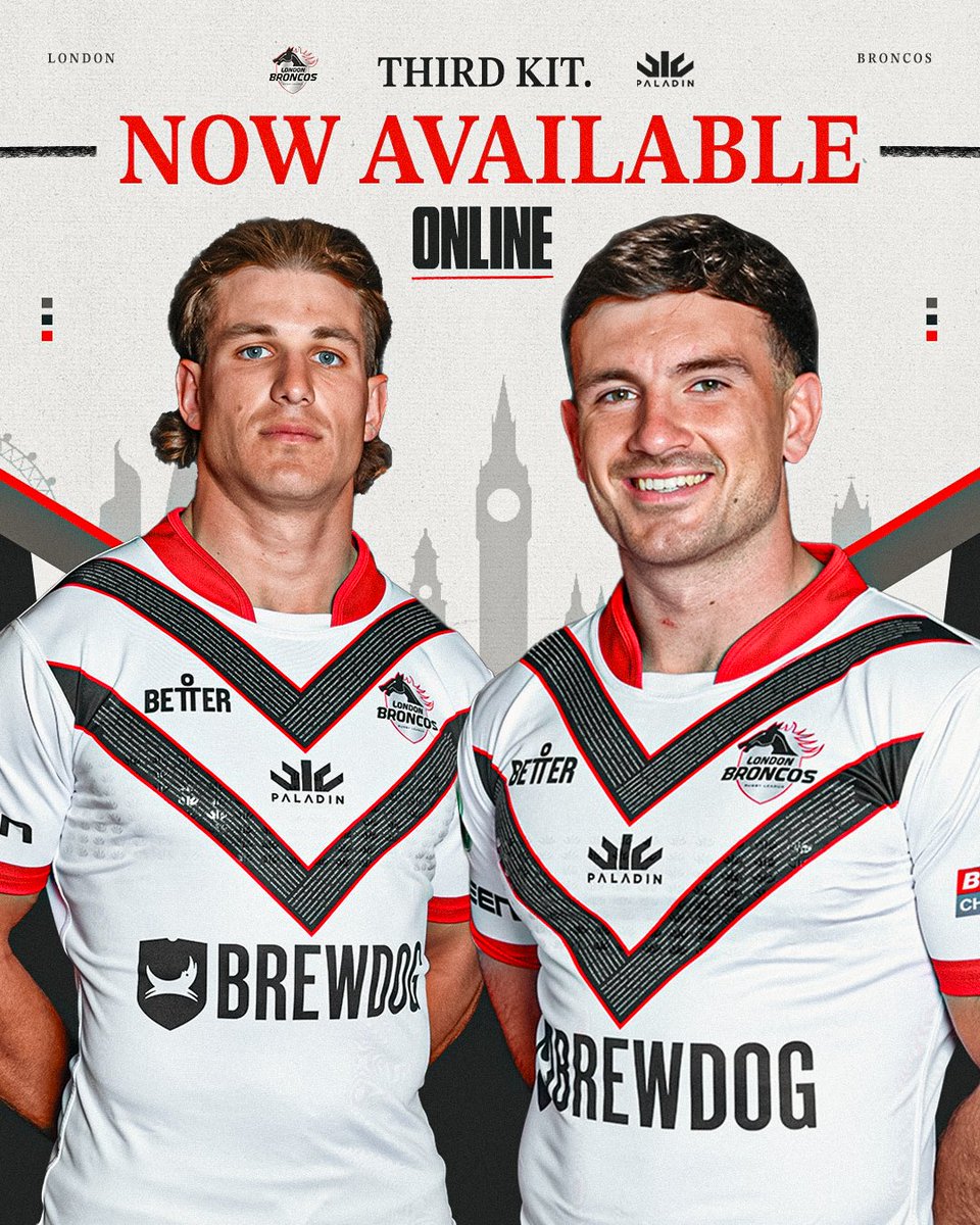 London Broncos (@londonbroncosrl) on Twitter photo π€β€οΈπππππππππ ππππππ!!β€οΈπ€
We have seen an unbelievable response in sales to the special fans third kit π«Ά
These jerseys are still available in menβs and womenβs sizes on the online club shop β¬οΈ
π uk.paladin.sport/collections/loβ¦
#WeAreLondonπ π€β€οΈπππππππππ ππππππ!!β€οΈπ€
We have seen an unbelievable response in sales to the special fans third kit π«Ά
These jerseys are still available in menβs and womenβs sizes on the online club shop β¬οΈ
π uk.paladin.sport/collections/loβ¦
#WeAreLondonπ