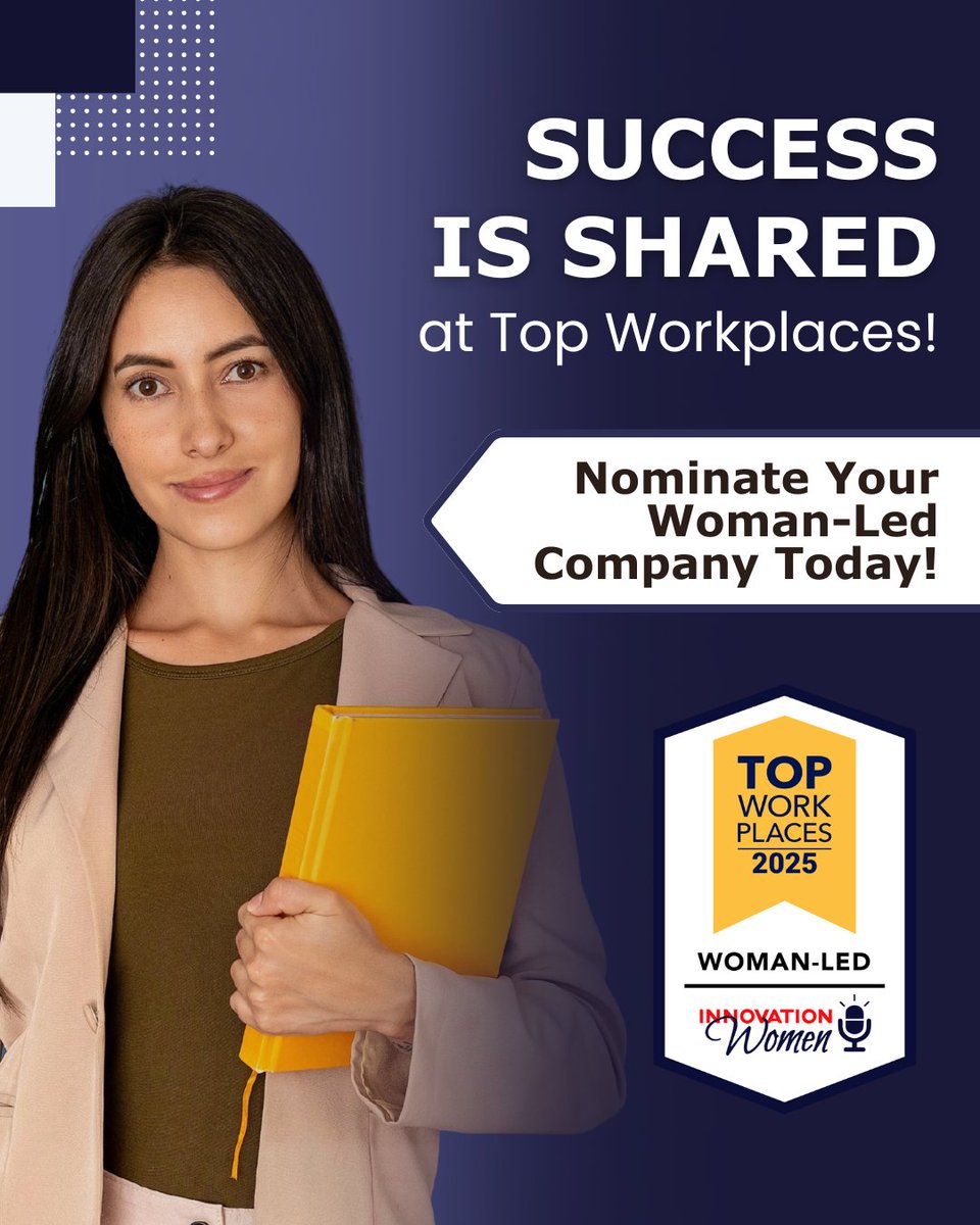 LionessMagazine's tweet image. At Lioness Magazine, we know that success is meant to be shared. In partnership with @TopWorkplaces and @WomenInno, we’re spotlighting women-led companies making a meaningful impact across industries. Nominate your company here: TopWorkplaces.com/nominate/innov…
#topworkplaces #womanled