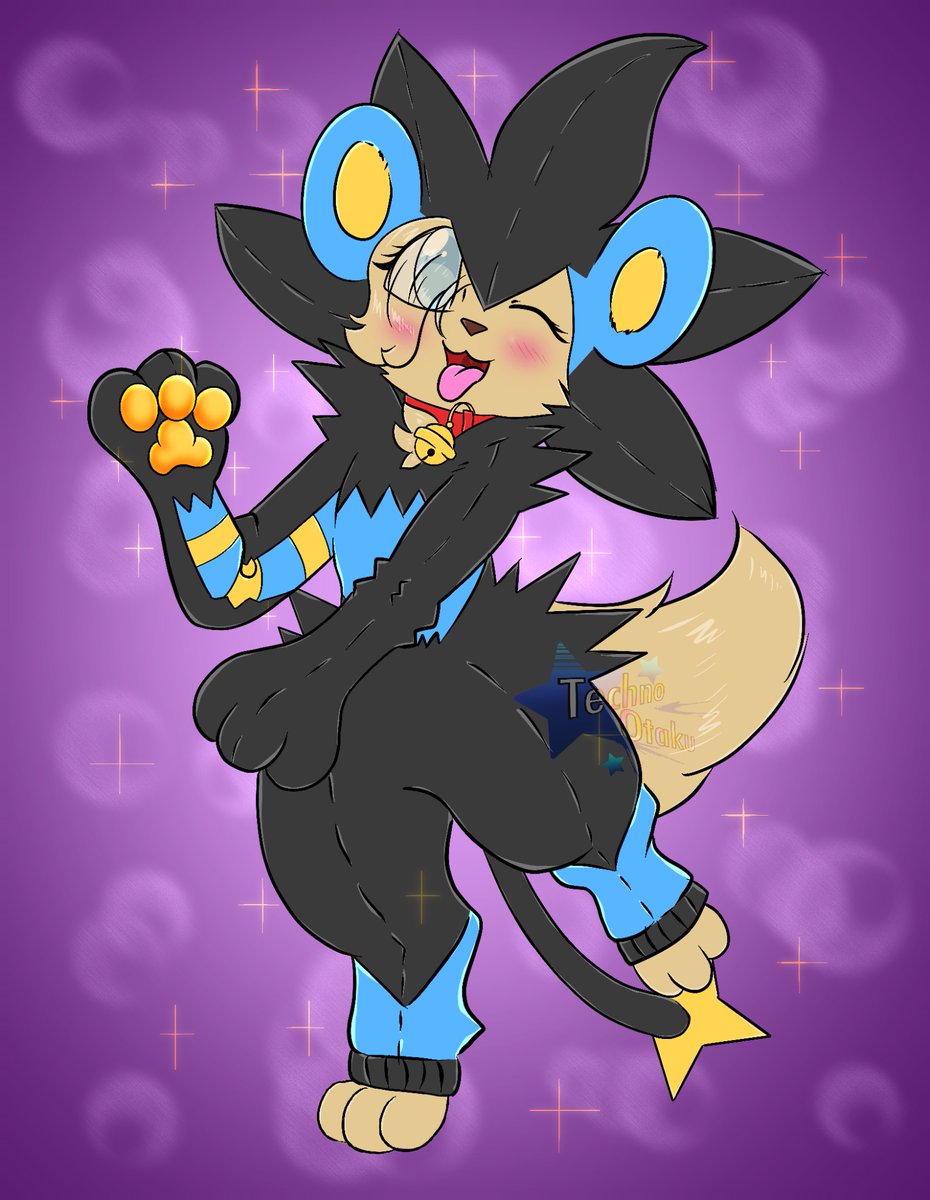 A cute pupper in a luxray onesie~🐾⚡️

<a href="/PMDValentine/">The Golden 💛</a> 

#Pokemon #cute #furryart
