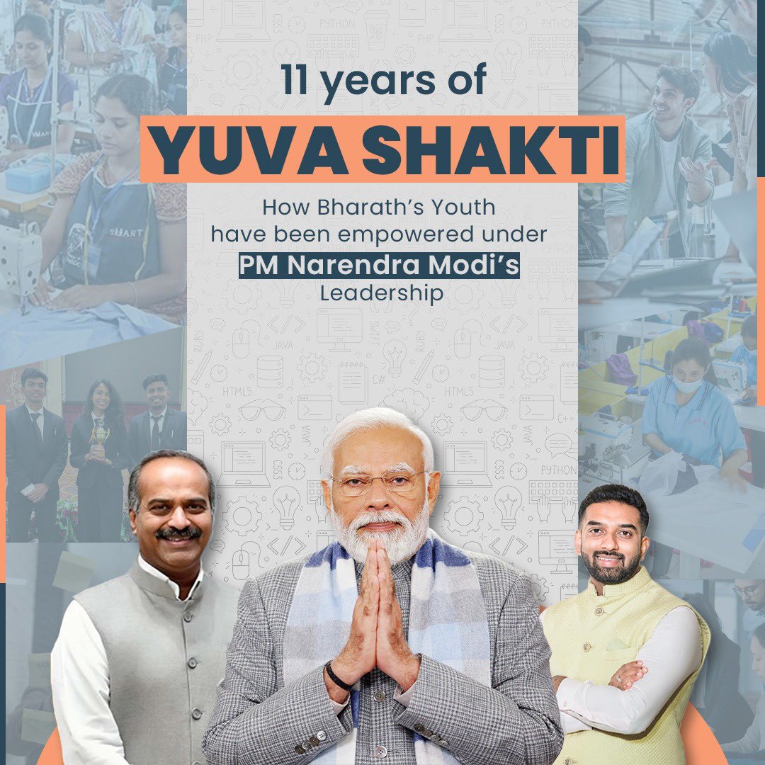 Rithin PM (@rithinpm) on Twitter photo Today, we celebrate 11 years of empowering India’s Yuva Shakti under the visionary leadership of PM <a href="/narendramodi/">Narendra Modi</a>
As a young entrepreneur, I’ve seen firsthand how India’s startup ecosystem has transformed over the past decade. Let’s take a closer look👇1/5
#11YearsOfYuvaShakti Today, we celebrate 11 years of empowering India’s Yuva Shakti under the visionary leadership of PM <a href="/narendramodi/">Narendra Modi</a>
As a young entrepreneur, I’ve seen firsthand how India’s startup ecosystem has transformed over the past decade. Let’s take a closer look👇1/5
#11YearsOfYuvaShakti