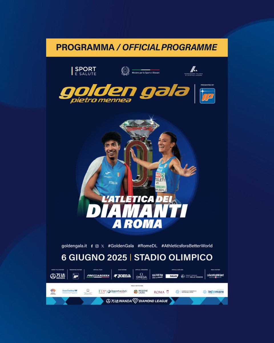 📌 Golden Gala Pietro Mennea 2025

📒 Il programma ufficiale ↩️
shorturl.at/TwSxK

#DiamondLeague #RomeDL #AthleticsforaBetterWorld #RoadToTheFinal #GoldenGala